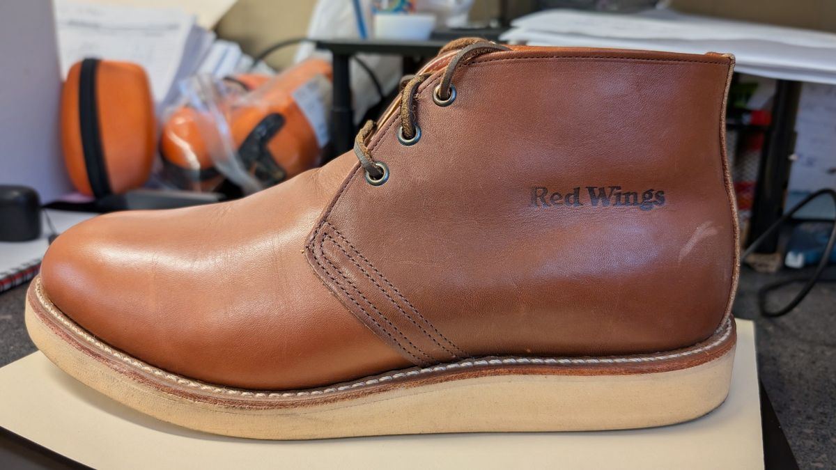 Photo by BootsInBK on June 17, 2026 of the Red Wing 595 Traction Tred Work Chukka in Red Wing /S.B. Foot Brown Norseman.
