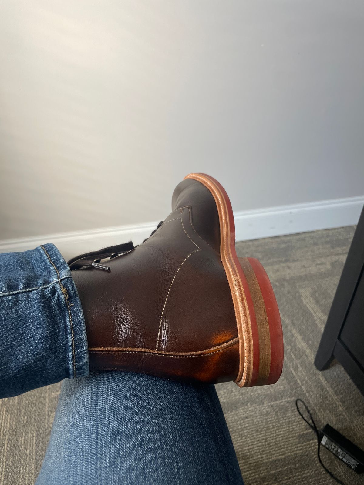 Photo by ECUreed on April 22, 2024 of the Allen Edmonds Higgins Mill in Brown Saddle Leather.