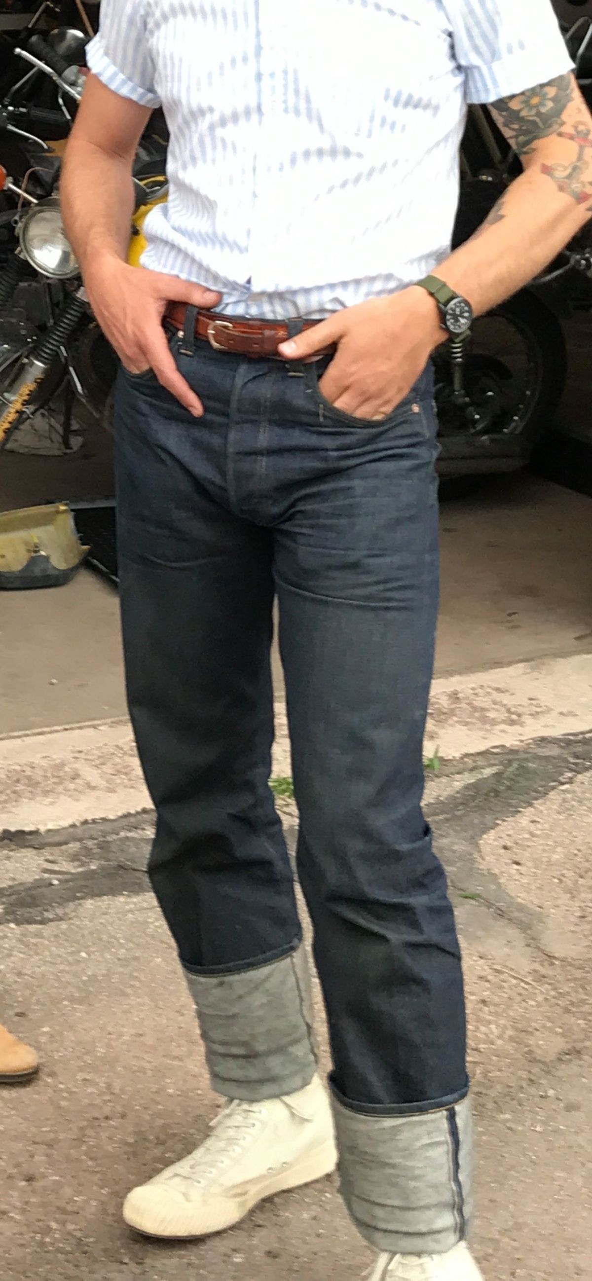 Photo by prichardson on May 16, 2020 of the Mister Freedom Californian Jeans Lot 44R in Cone Mills Selvedge Denim.