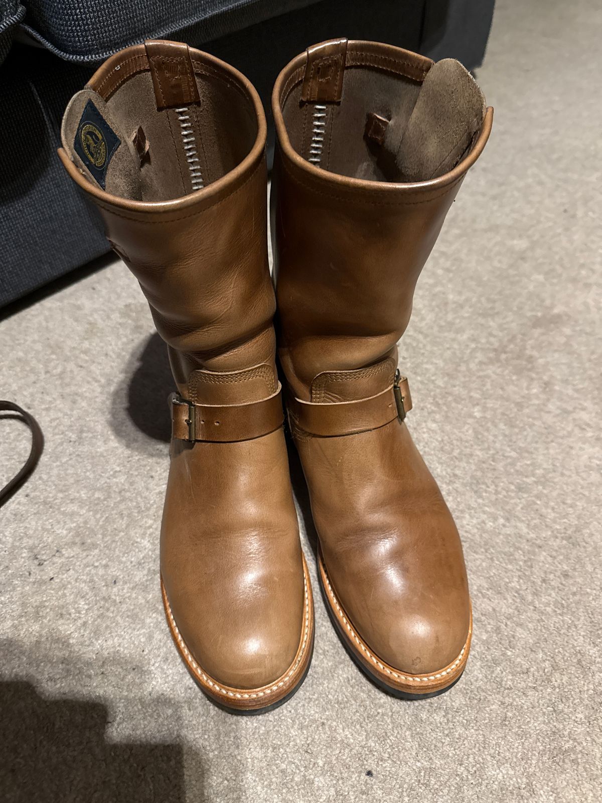Photo by felixb on March 24, 2025 of the John Lofgren Wabash Engineer Boots in Horween Natural Chromexcel.
