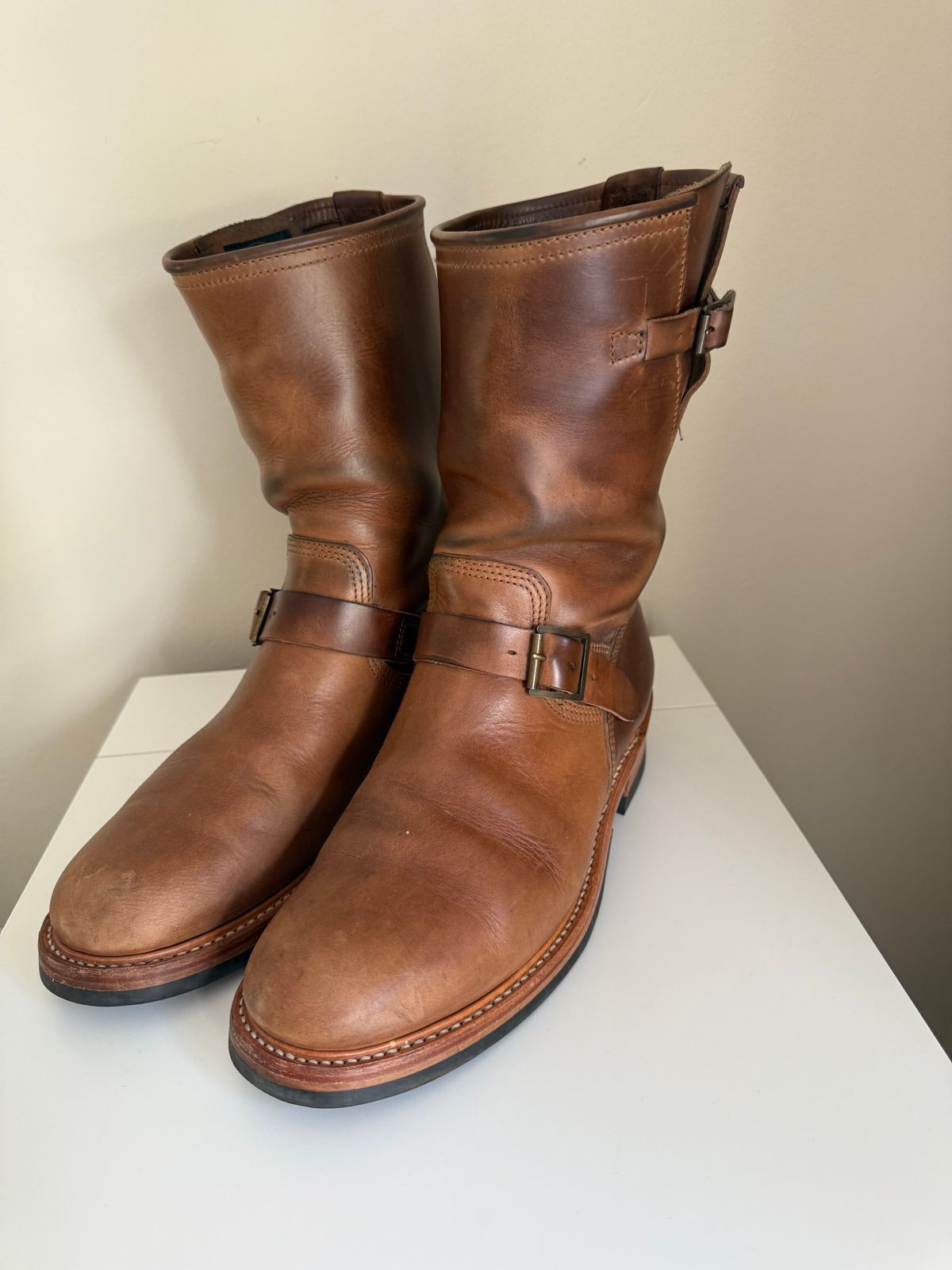 Photo by felixb on September 1, 2025 of the John Lofgren Wabash Engineer Boots in Horween Natural Chromexcel.