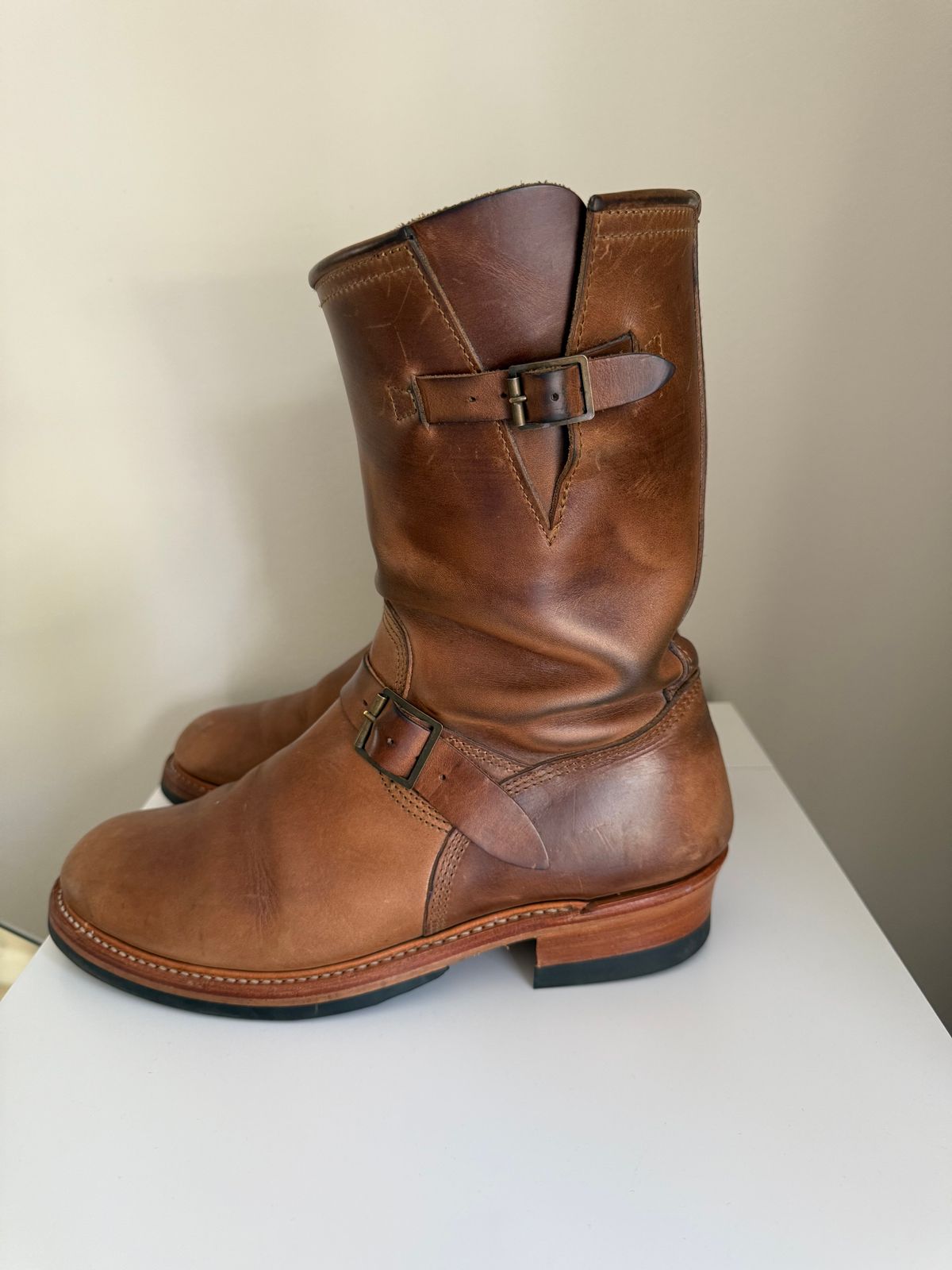 Photo by felixb on September 1, 2025 of the John Lofgren Wabash Engineer Boots in Horween Natural Chromexcel.