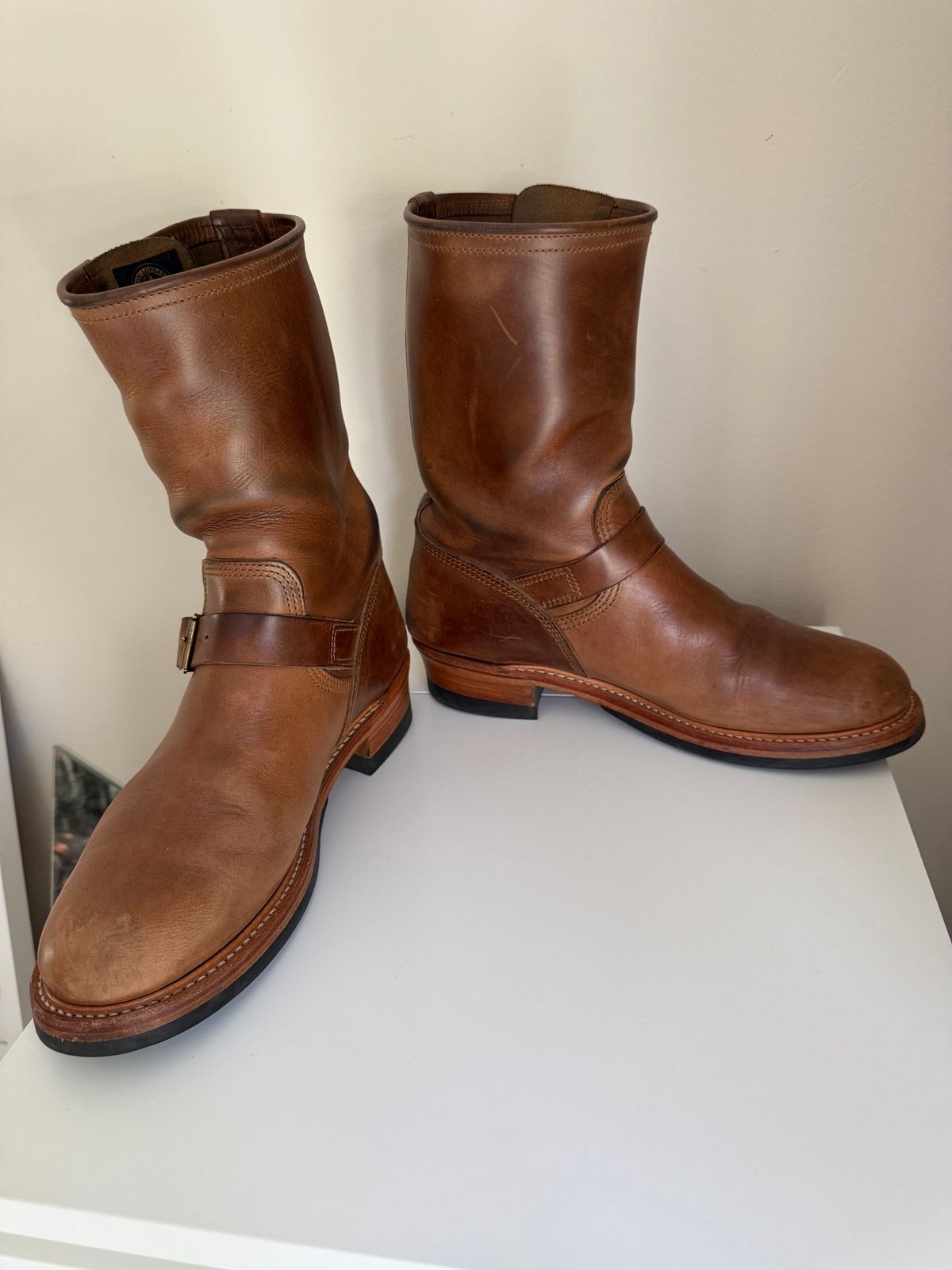 Photo by felixb on September 1, 2025 of the John Lofgren Wabash Engineer Boots in Horween Natural Chromexcel.