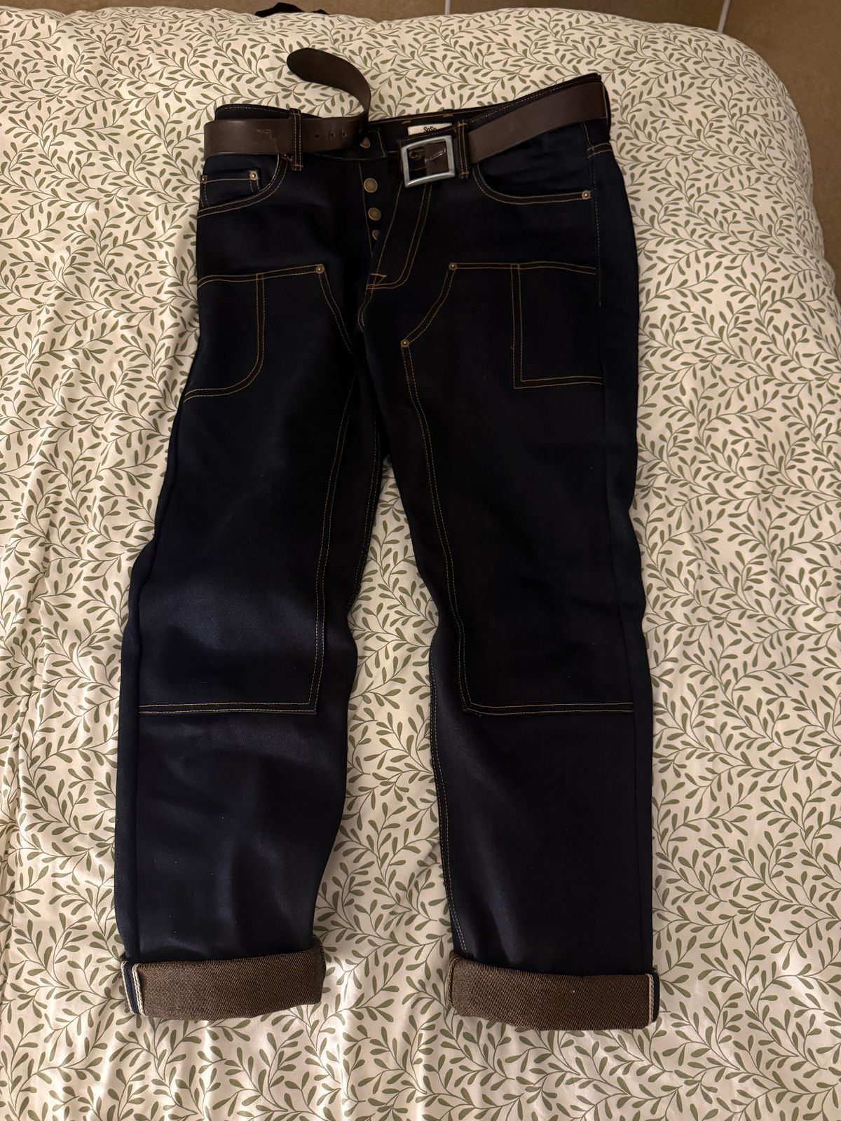 Photo by felixb on April 11, 2025 of the SoSo Brothers Denim 22oz Copper Weft in 22oz Copper Weft Denim.
