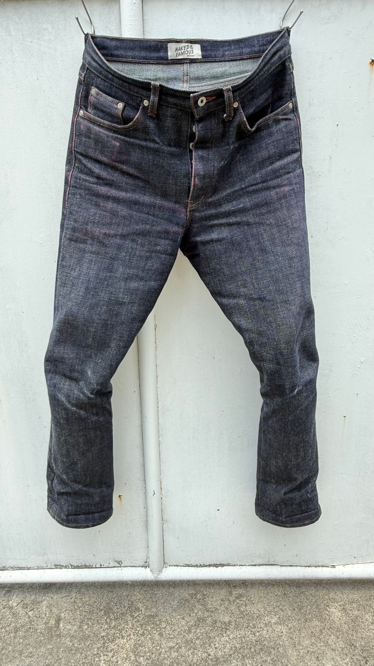 Photo by selvedgepet on April 6, 2025 of the Naked And Famous Denim Elephant 13 in 21 Oz Red Core Selvedge.