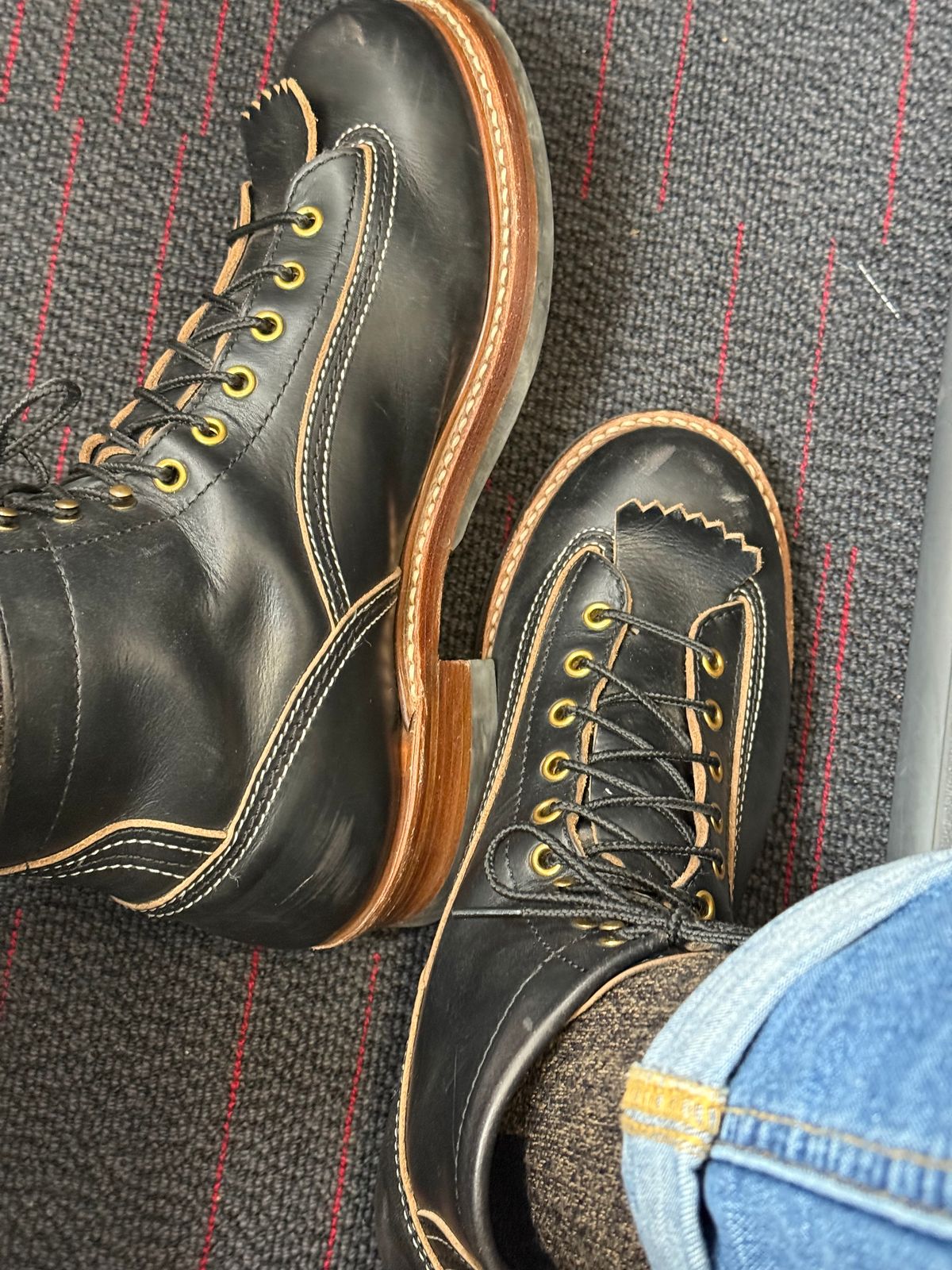 Photo by Miimo on March 2, 2025 of the John Lofgren Donkey Puncher Boots in Horween Black Chromexcel.