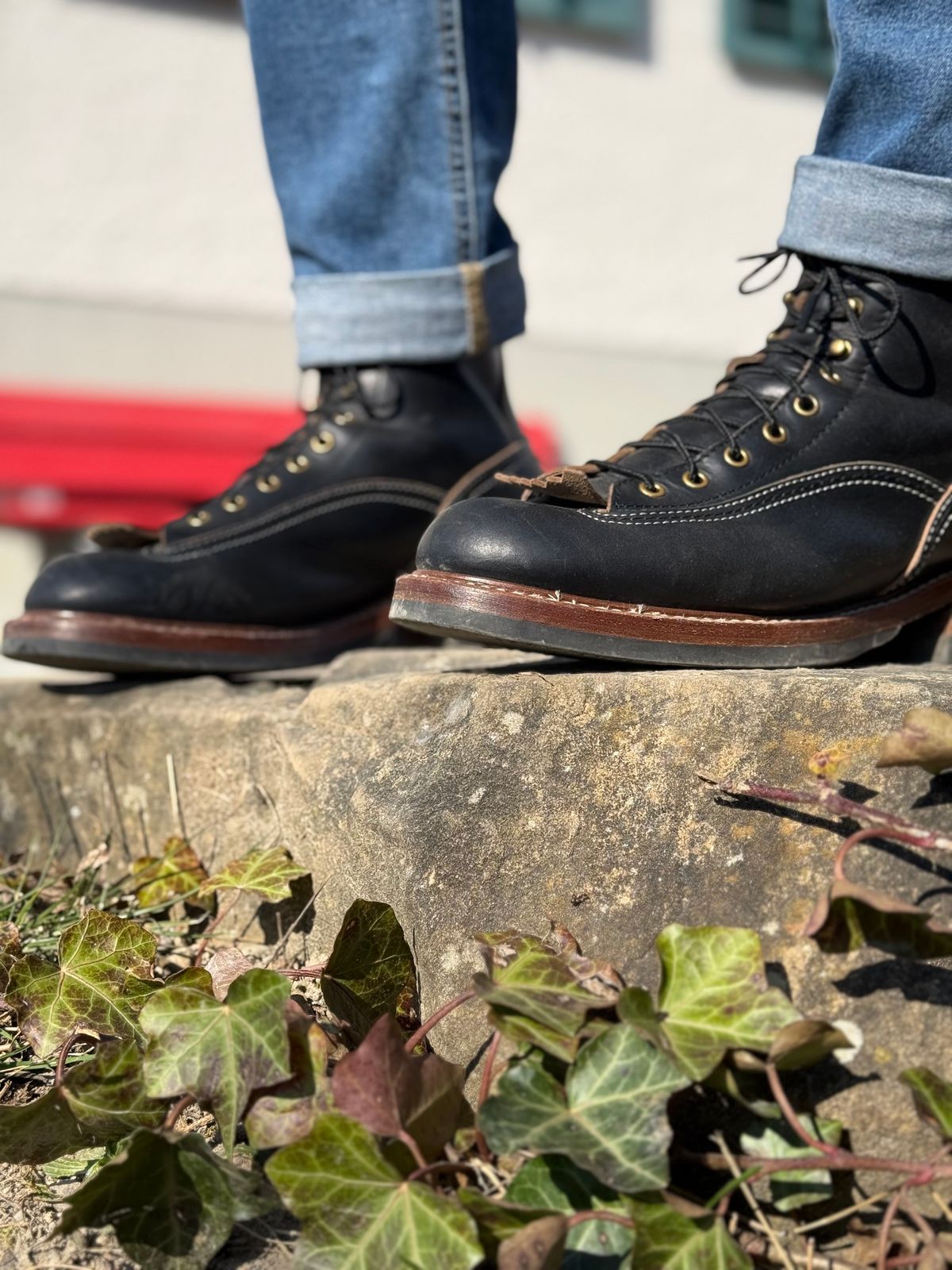 Photo by Miimo on March 8, 2025 of the John Lofgren Donkey Puncher Boots in Horween Black Chromexcel.