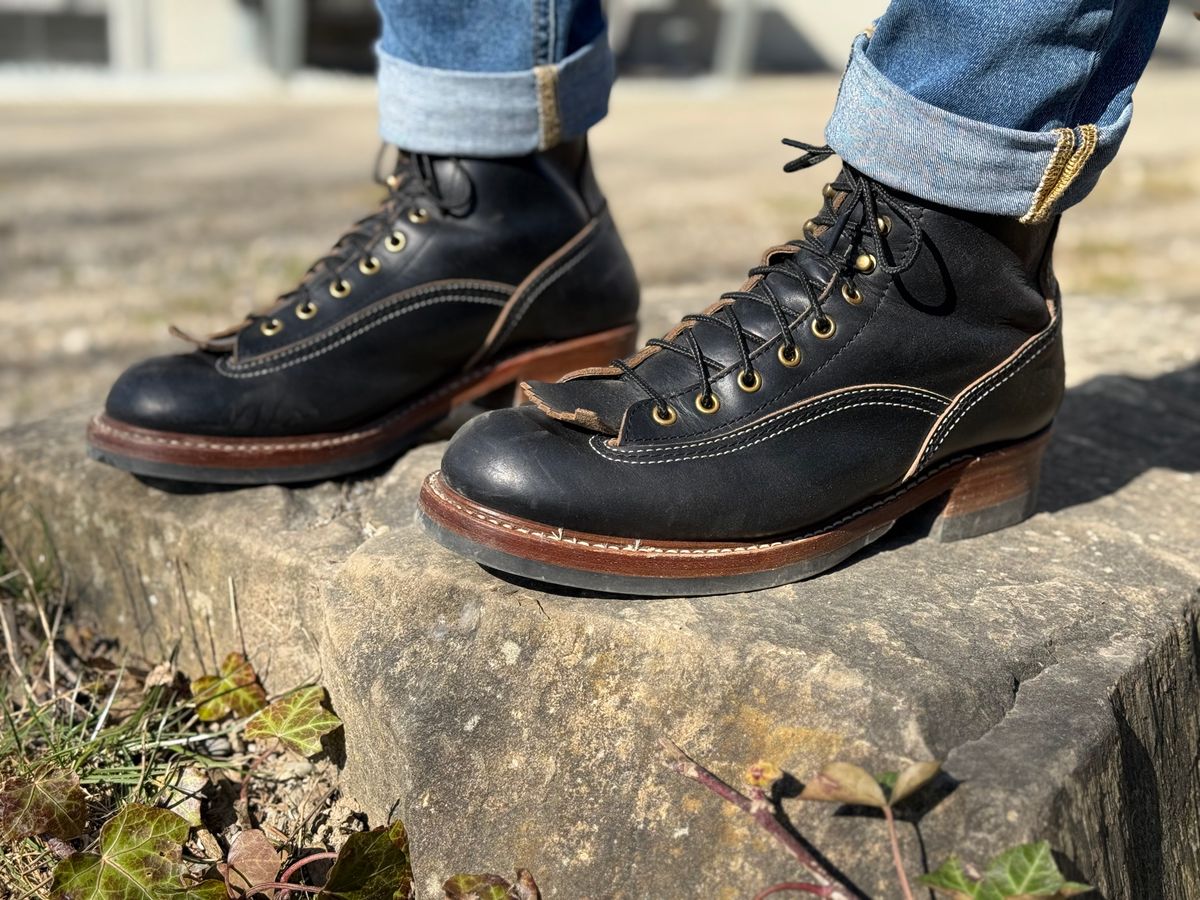 Photo by Miimo on March 8, 2025 of the John Lofgren Donkey Puncher Boots in Horween Black Chromexcel.