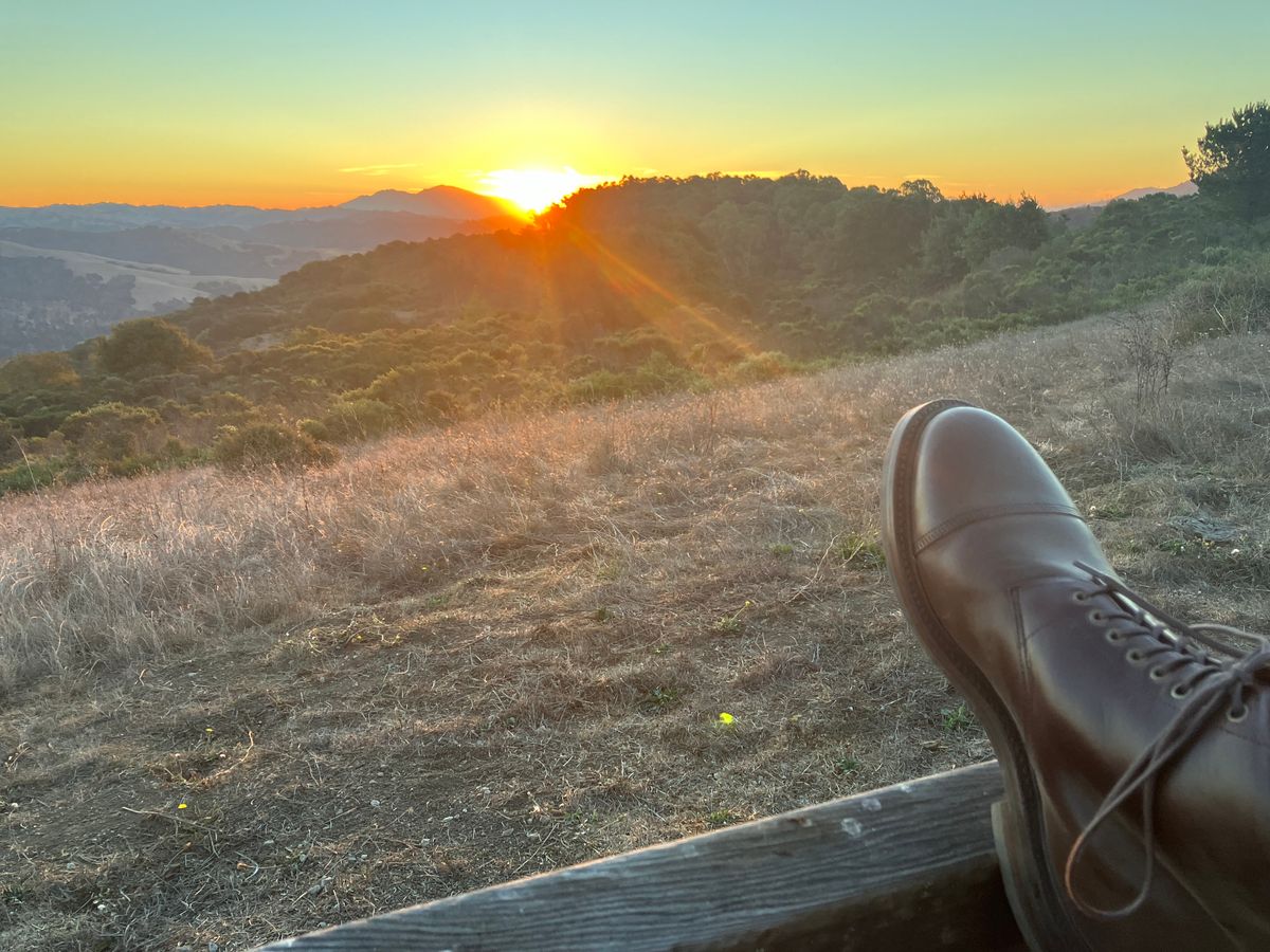 Photo by huntx4 on November 1, 2024 of the Grant Stone Cap Toe Boot in Horween Crimson Chromexcel.