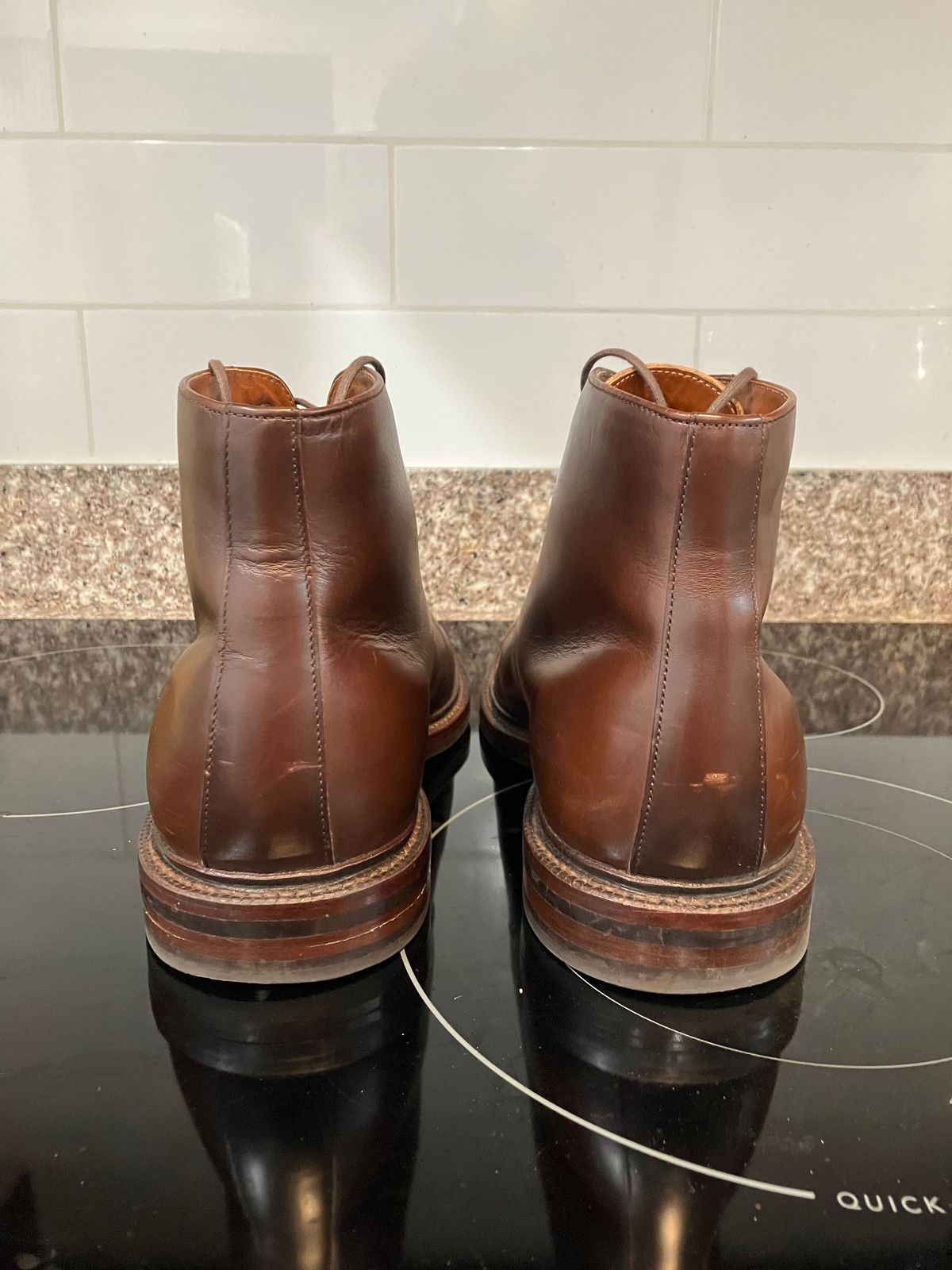 Photo by huntx4 on November 1, 2024 of the Grant Stone Cap Toe Boot in Horween Crimson Chromexcel.