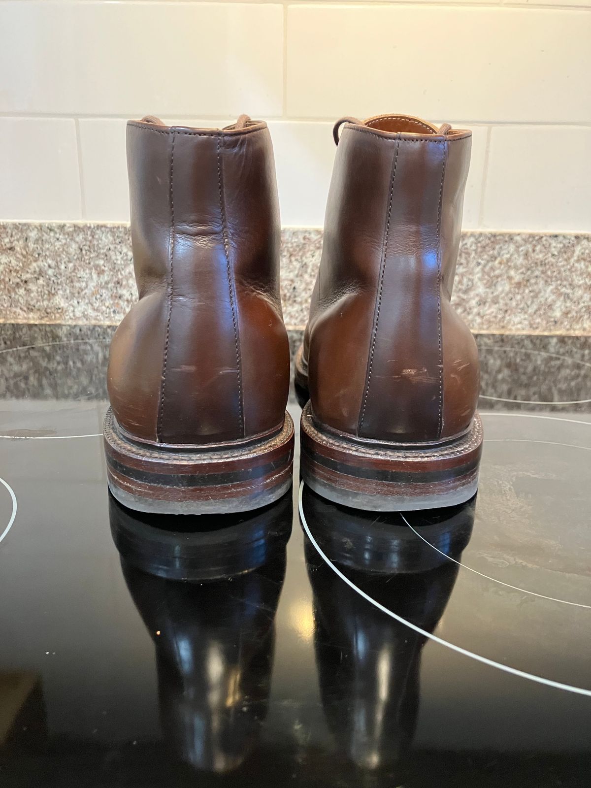 Photo by huntx4 on December 1, 2024 of the Grant Stone Cap Toe Boot in Horween Crimson Chromexcel.
