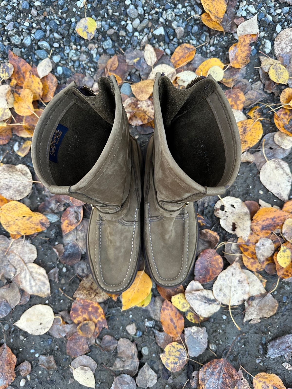Photo by Mogo on October 1, 2025 of the Russell Moccasin Co. Zephyr II in S.B. Foot Sage Chamois.