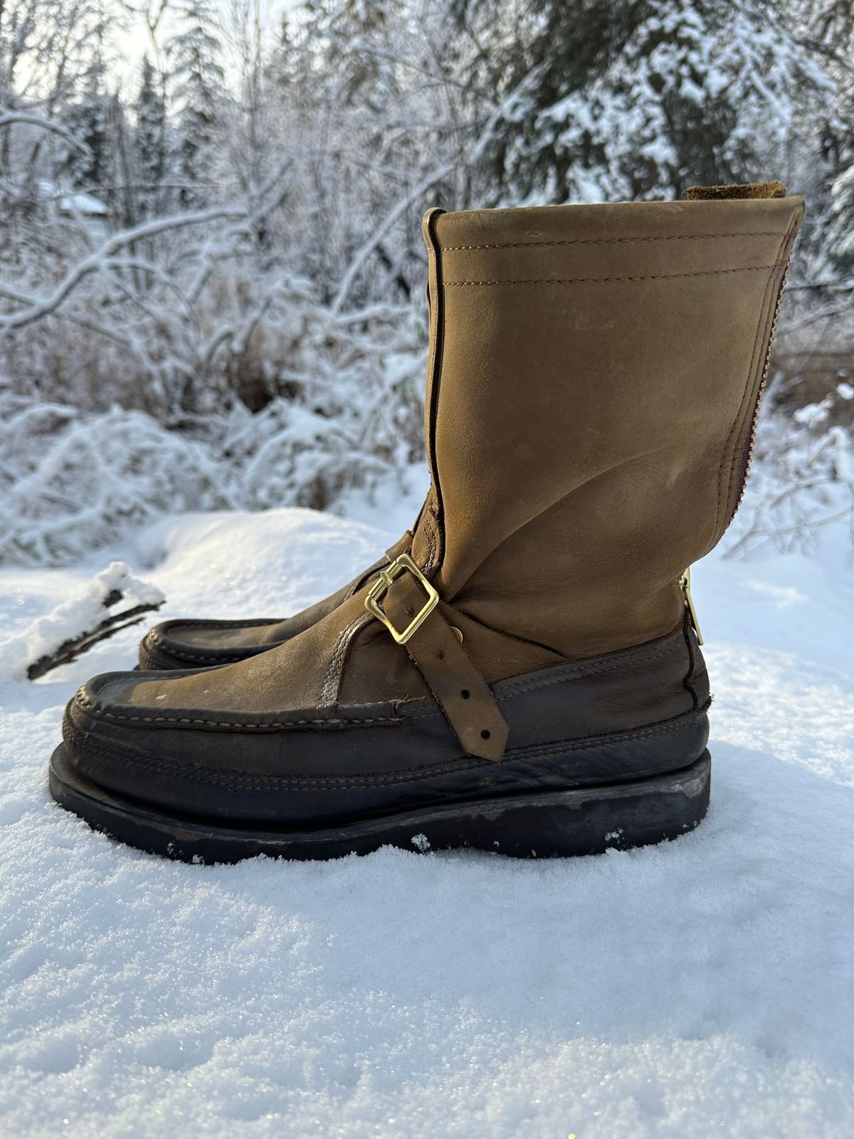 Photo by Mogo on November 4, 2025 of the Russell Moccasin Co. Zephyr II in S.B. Foot Sage Chamois.