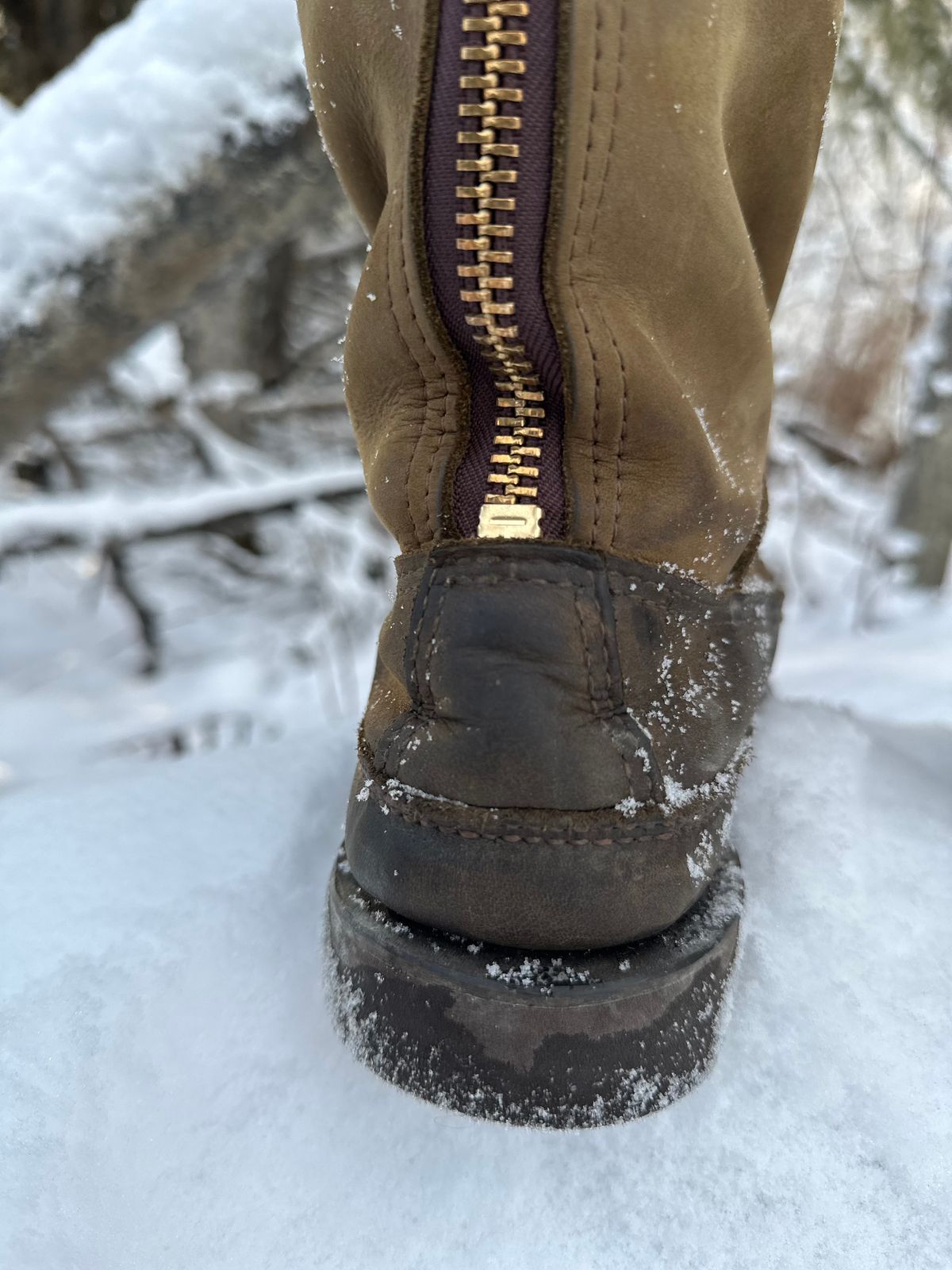 Photo by Mogo on November 4, 2025 of the Russell Moccasin Co. Zephyr II in S.B. Foot Sage Chamois.