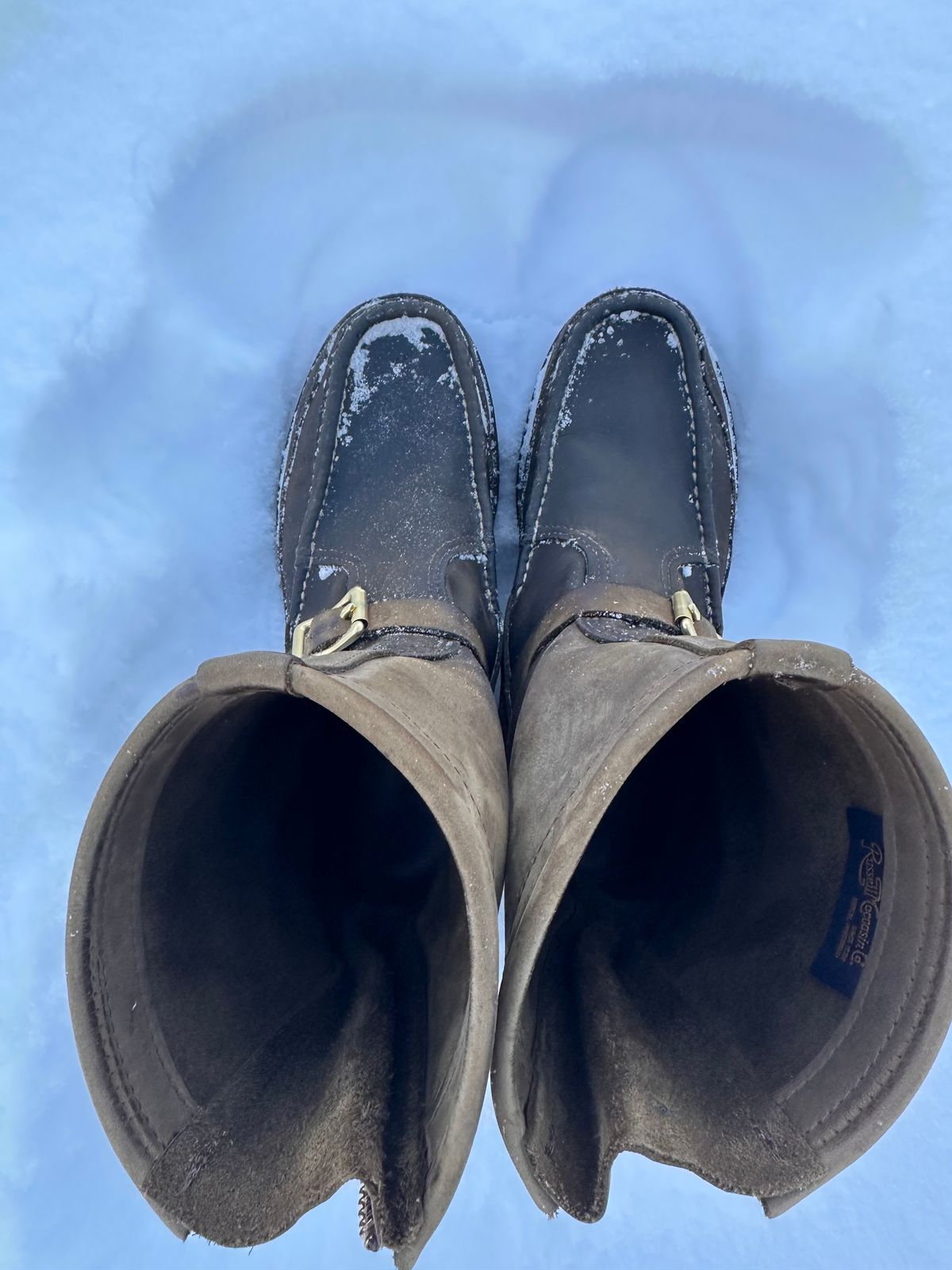 Photo by Mogo on December 4, 2025 of the Russell Moccasin Co. Zephyr II in S.B. Foot Sage Chamois.