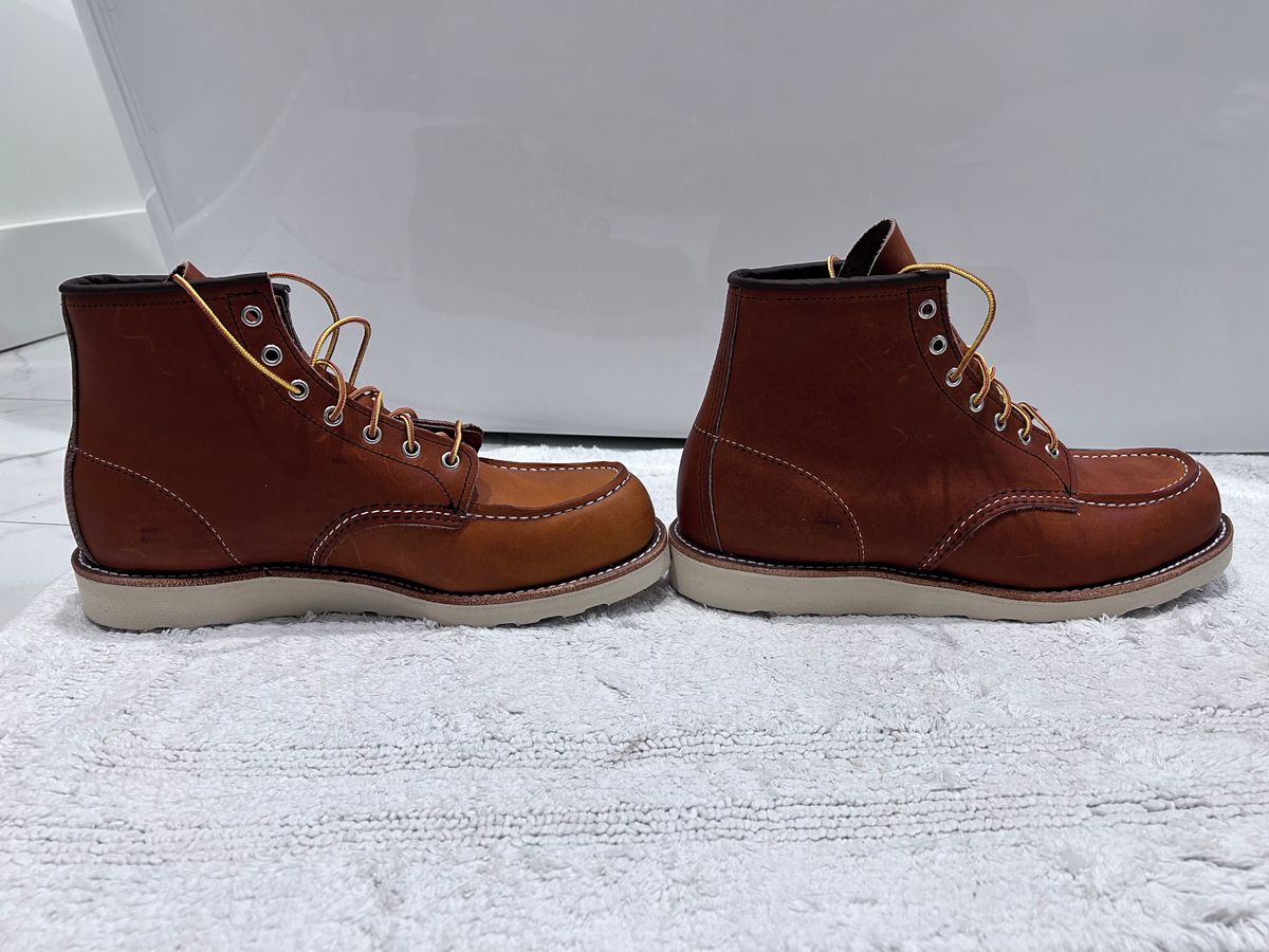 Photo by ShoesforStress on October 5, 2024 of the Red Wing 6-Inch Classic Moc in S.B. Foot Oro-Harness.