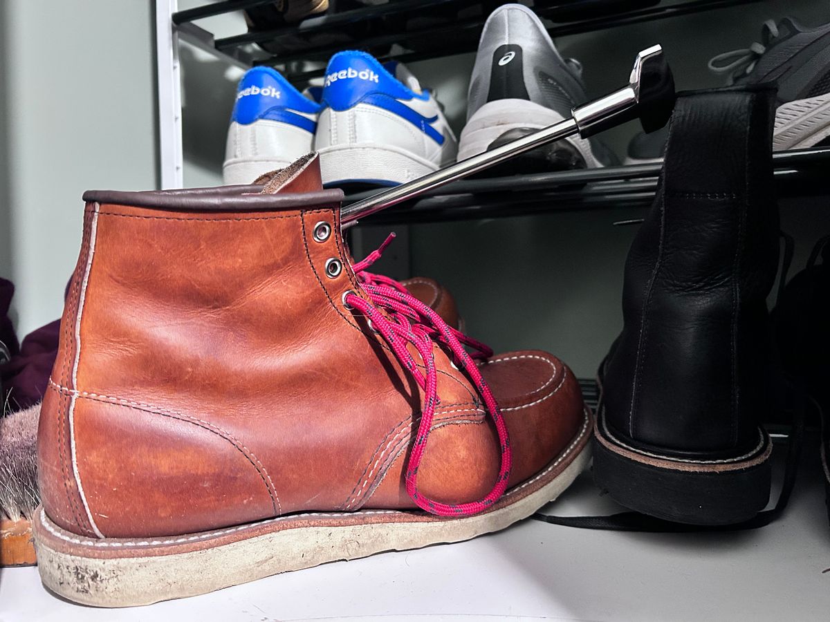 Photo by ShoesforStress on March 22, 2025 of the Red Wing 6-Inch Classic Moc in S.B. Foot Oro-Harness.