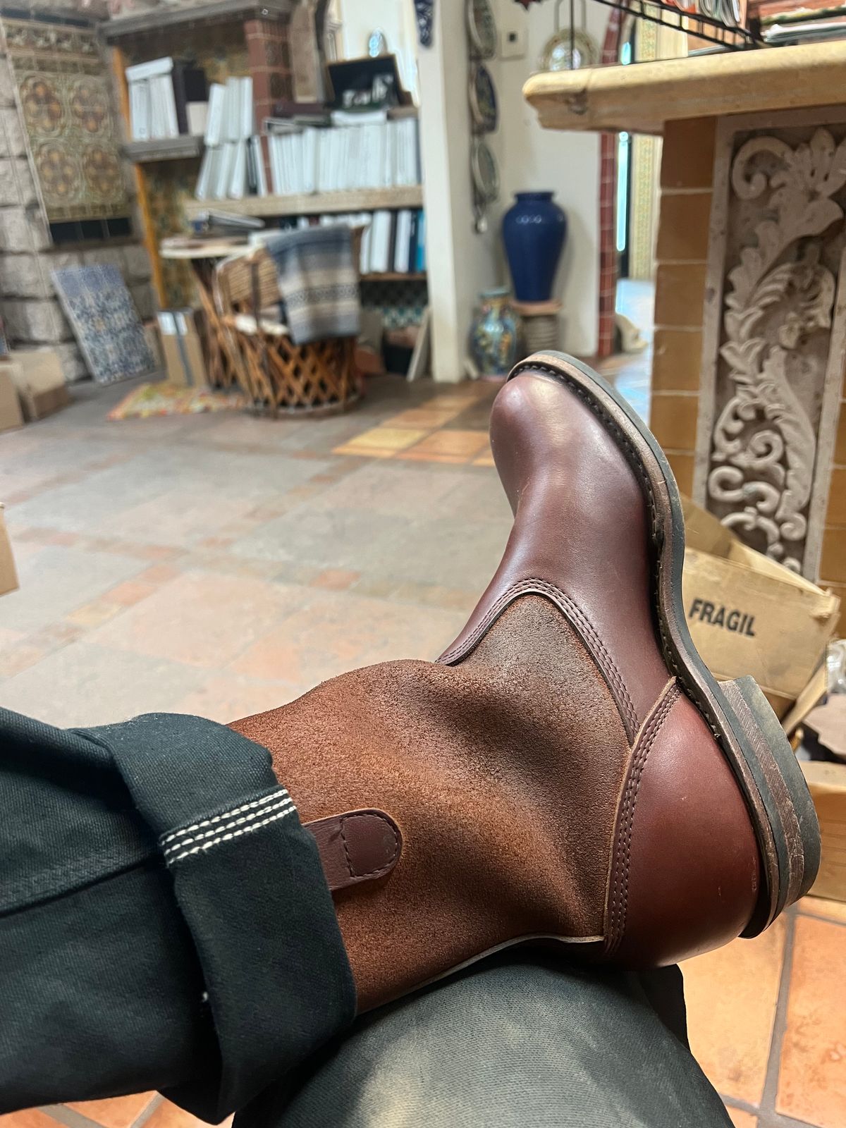 Photo by bootsnfloors on March 31, 2025 of the White's Westbale in Seidel Red Dog Oil Tan & Seidel Red Dog Oil Tan Roughout.