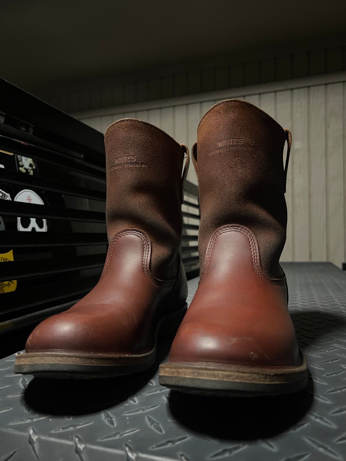 Photo by bootsnfloors on May 6, 2025 of the White's Westbale in Seidel Red Dog Oil Tan & Seidel Red Dog Oil Tan Roughout.