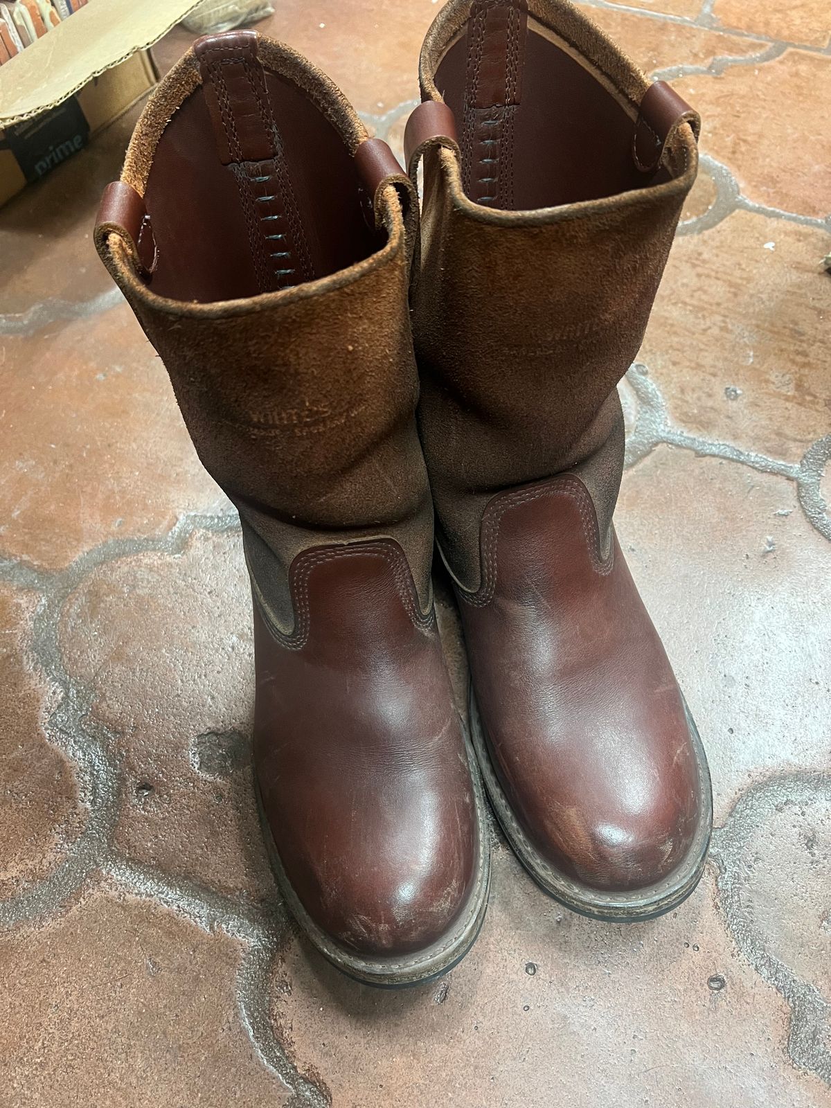 Photo by bootsnfloors on September 4, 2025 of the White's Westbale in Seidel Red Dog Oil Tan & Seidel Red Dog Oil Tan Roughout.