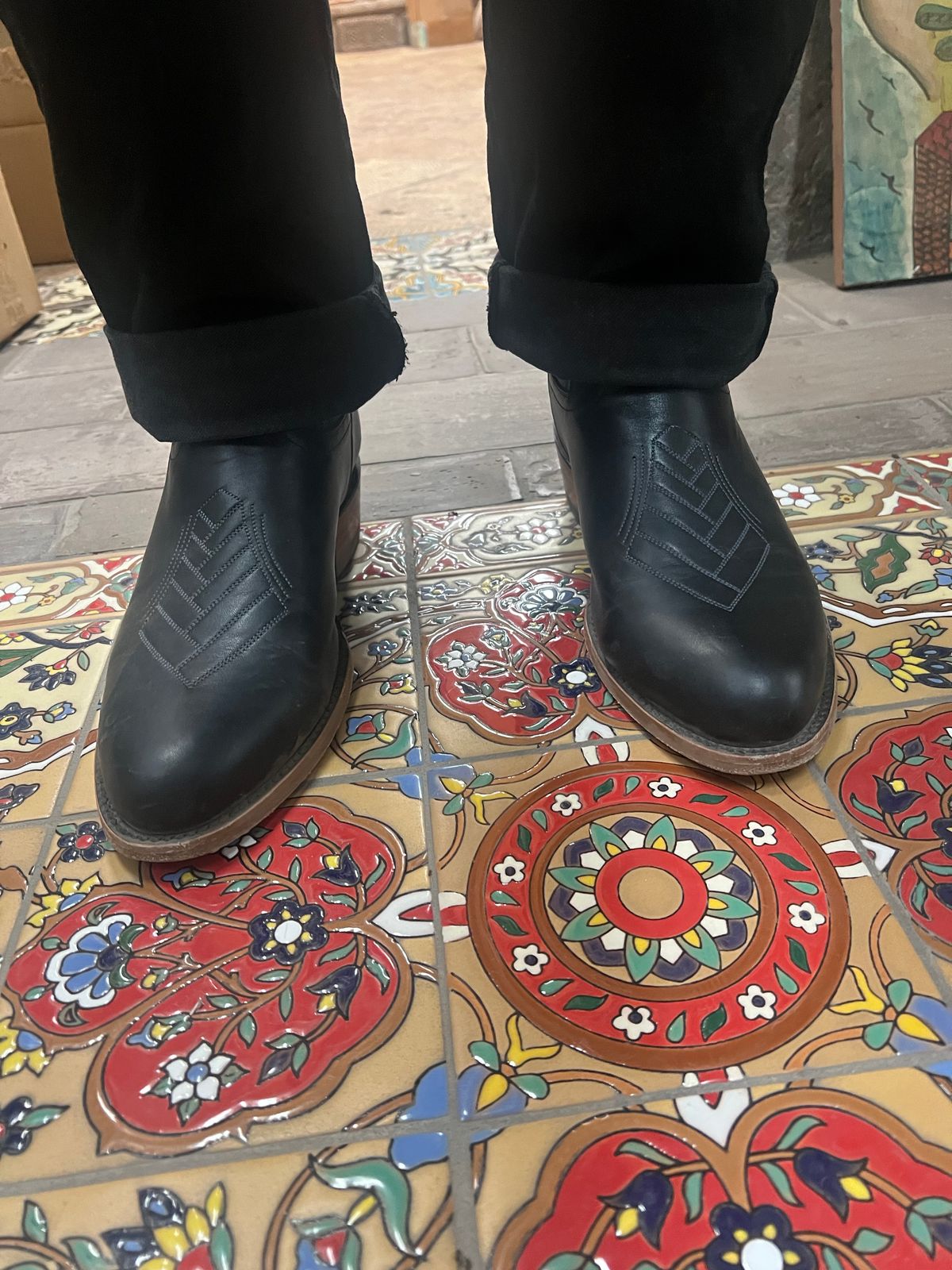 Photo by bootsnfloors on June 12, 2026 of the JK Western The ACE in Smooth Black Bovine Leather.