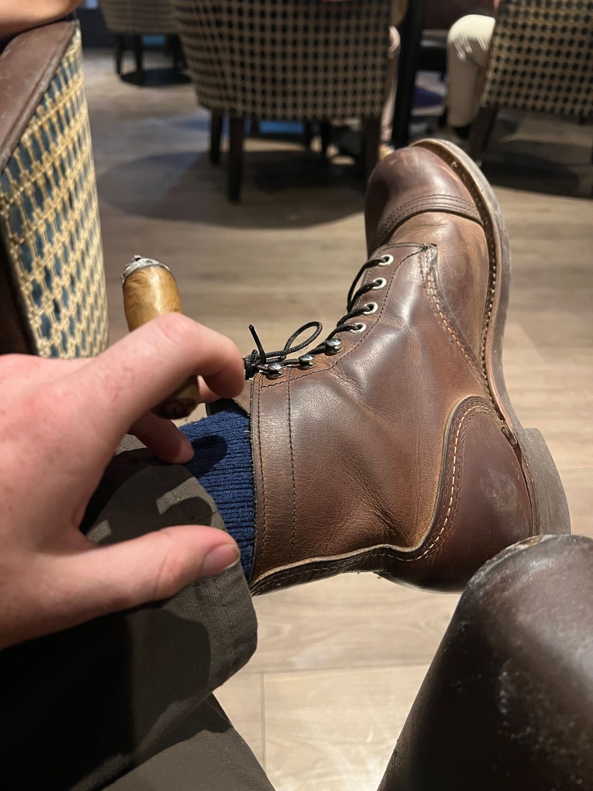 Photo by bootsnfloors on July 24, 2025 of the Red Wing Iron Ranger in S.B. Foot Copper Rough and Tough.