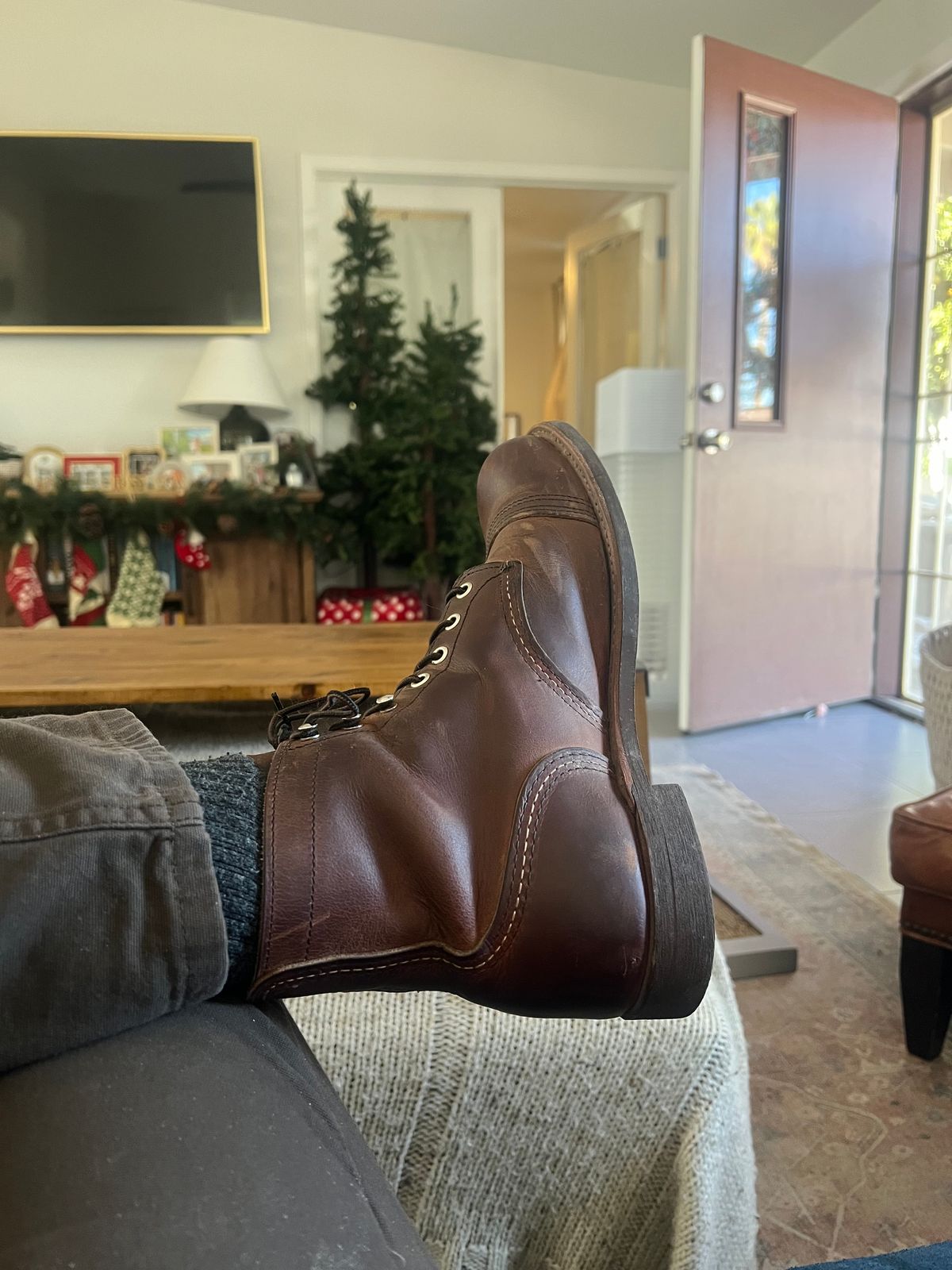 Photo by bootsnfloors on December 7, 2025 of the Red Wing Iron Ranger in S.B. Foot Copper Rough and Tough.