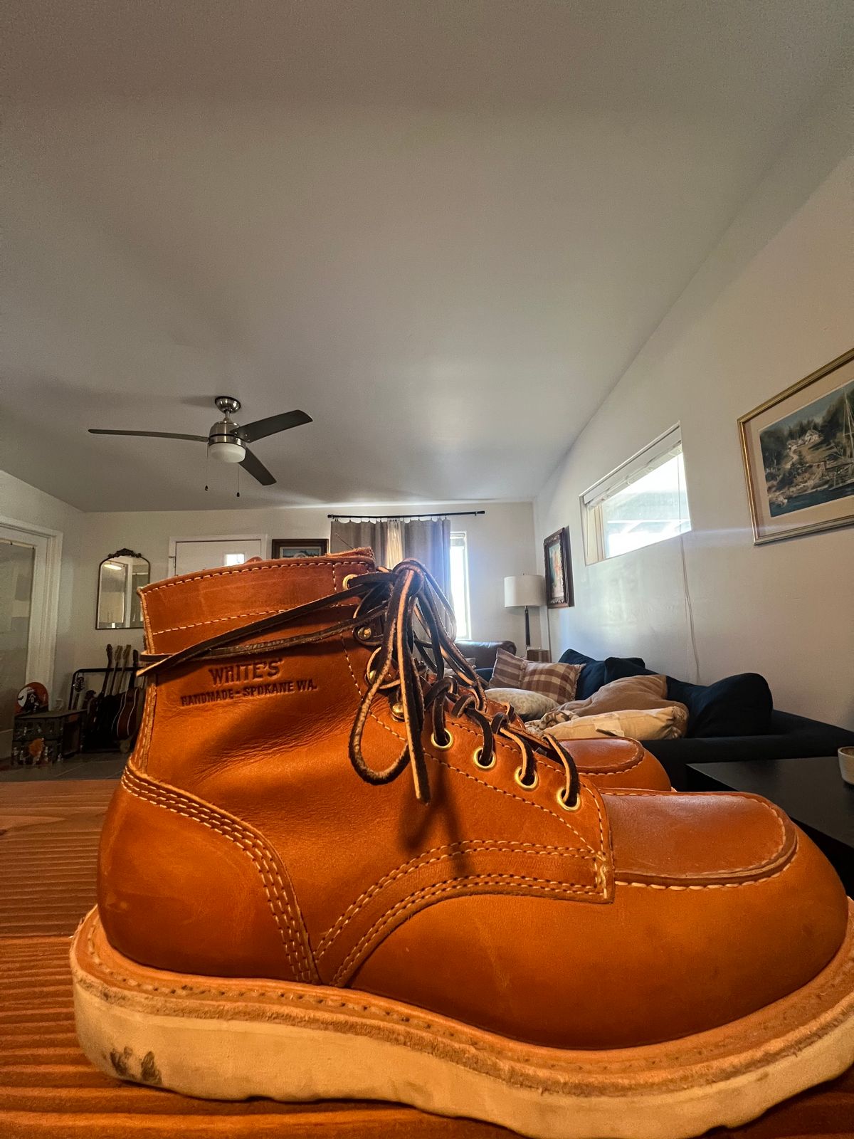 Photo by bootsnfloors on October 26, 2024 of the White's Perry 6" Select in Seidel Tobacco Stampede.