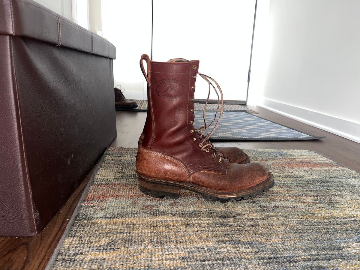 Photo by potatopotato on January 17, 2026 of the JK Boots Superduty in Seidel Redwood Oil Tan & Seidel Redwood Oil Tan Roughout.