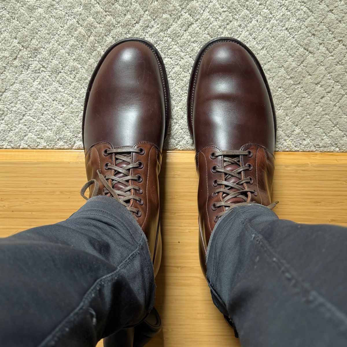 Photo by moznme on April 17, 2026 of the Viberg x Himel Ammunition Boot in Comipel Brown Horsebutt.