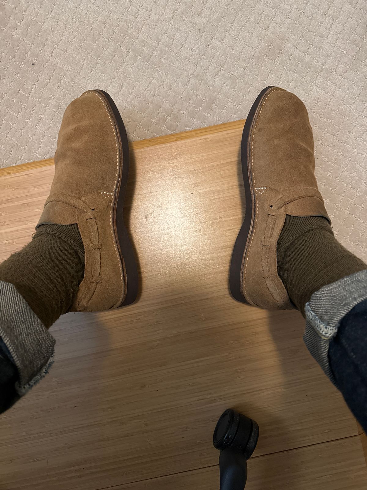 Photo by moznme on November 21, 2024 of the Oak Street Bootmakers Oak Street Bootmakers / Country Loafer in Horween Natural Chromexcel Roughout.