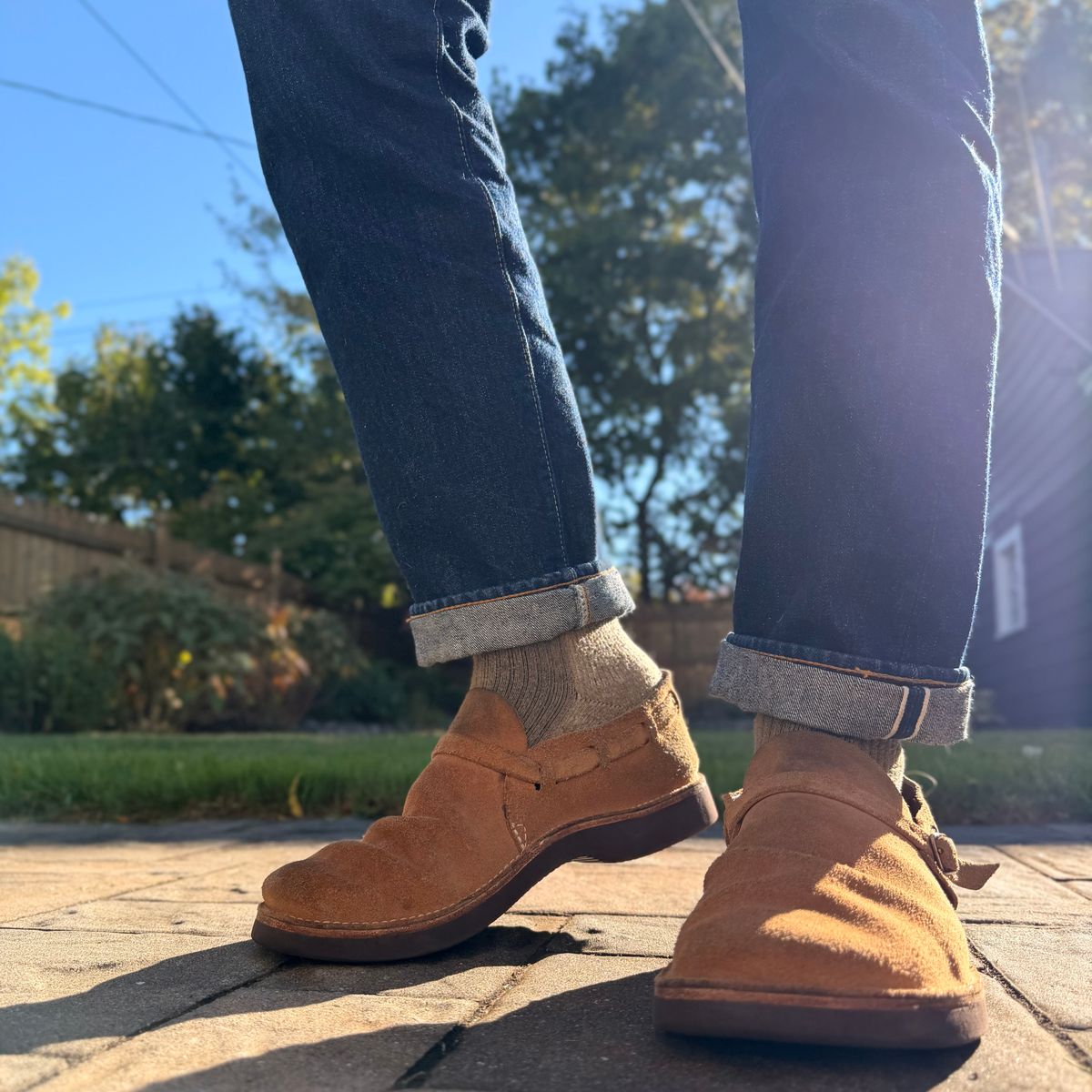Photo by moznme on October 1, 2025 of the Oak Street Bootmakers Oak Street Bootmakers / Country Loafer in Horween Natural Chromexcel Roughout.
