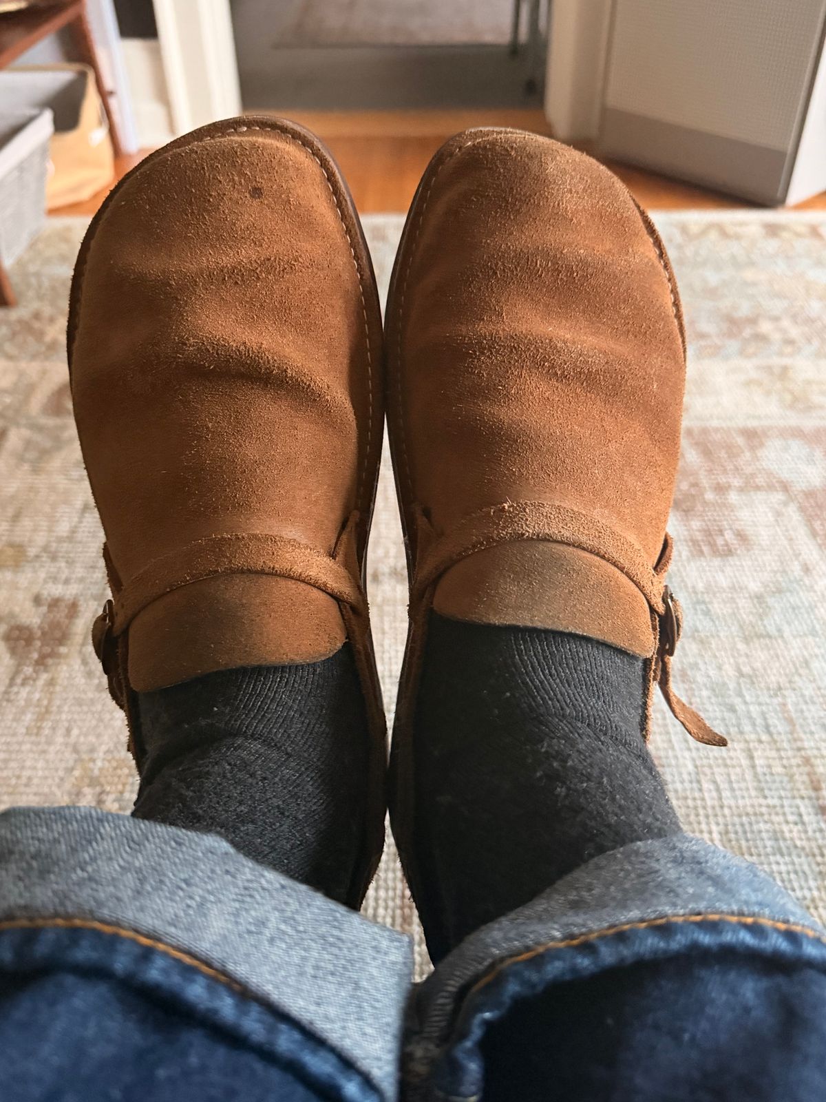 Photo by moznme on October 14, 2025 of the Oak Street Bootmakers Oak Street Bootmakers / Country Loafer in Horween Natural Chromexcel Roughout.