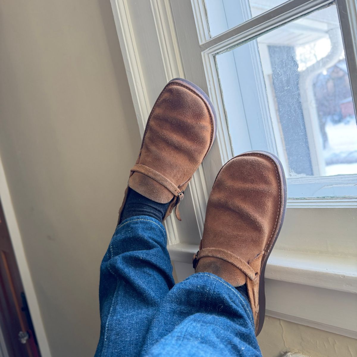 Photo by moznme on February 2, 2026 of the Oak Street Bootmakers Oak Street Bootmakers / Country Loafer in Horween Natural Chromexcel Roughout.