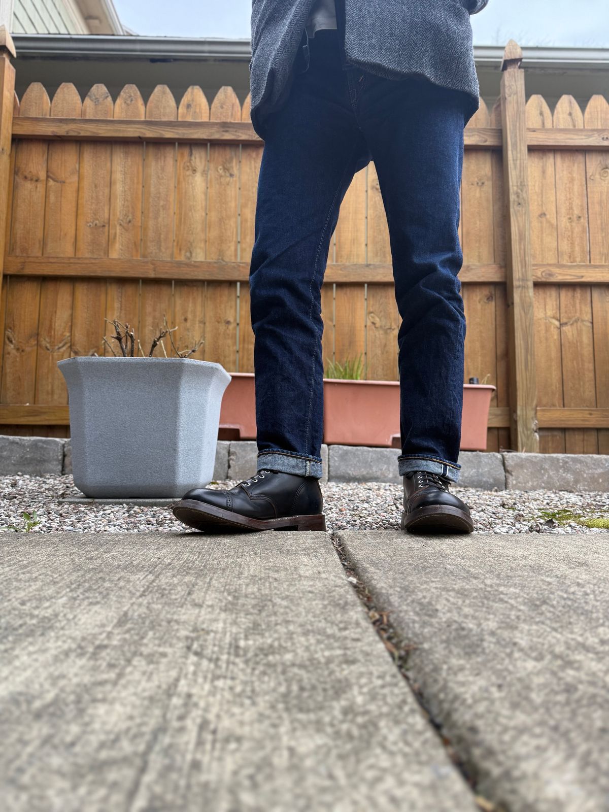 Photo by moznme on April 16, 2025 of the John Lofgren Combat Boots in Horween Black Chromexcel.