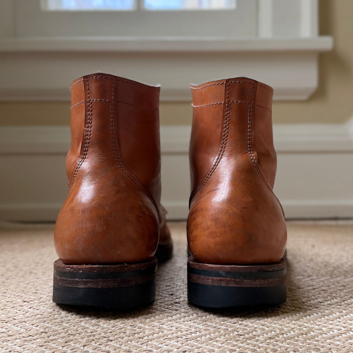 Photo by moznme on February 1, 2026 of the Oldspeed MFG Service Boot 6” in Horween Russet Horsehide Strips.