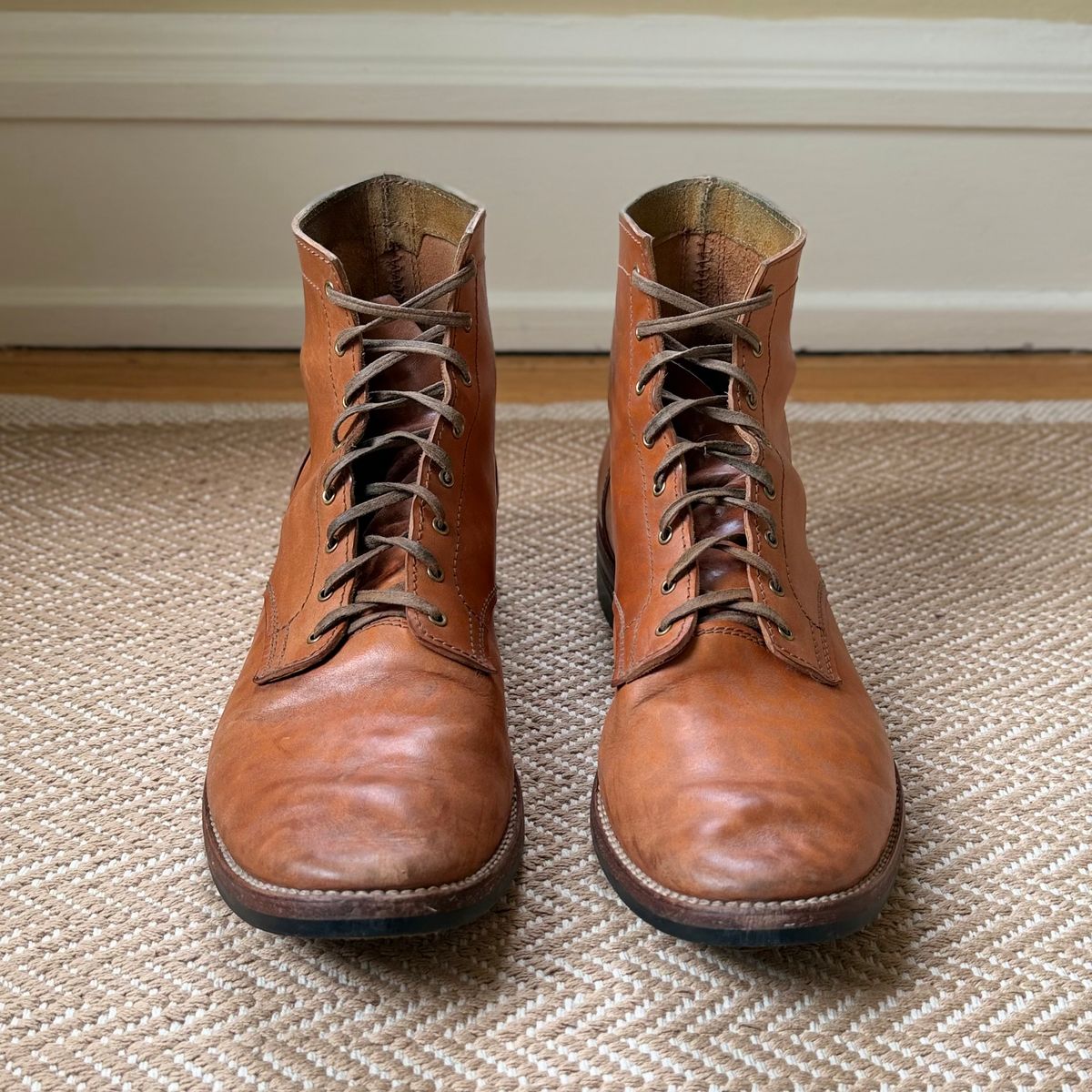 Photo by moznme on February 1, 2026 of the Oldspeed MFG Service Boot 6” in Horween Russet Horsehide Strips.