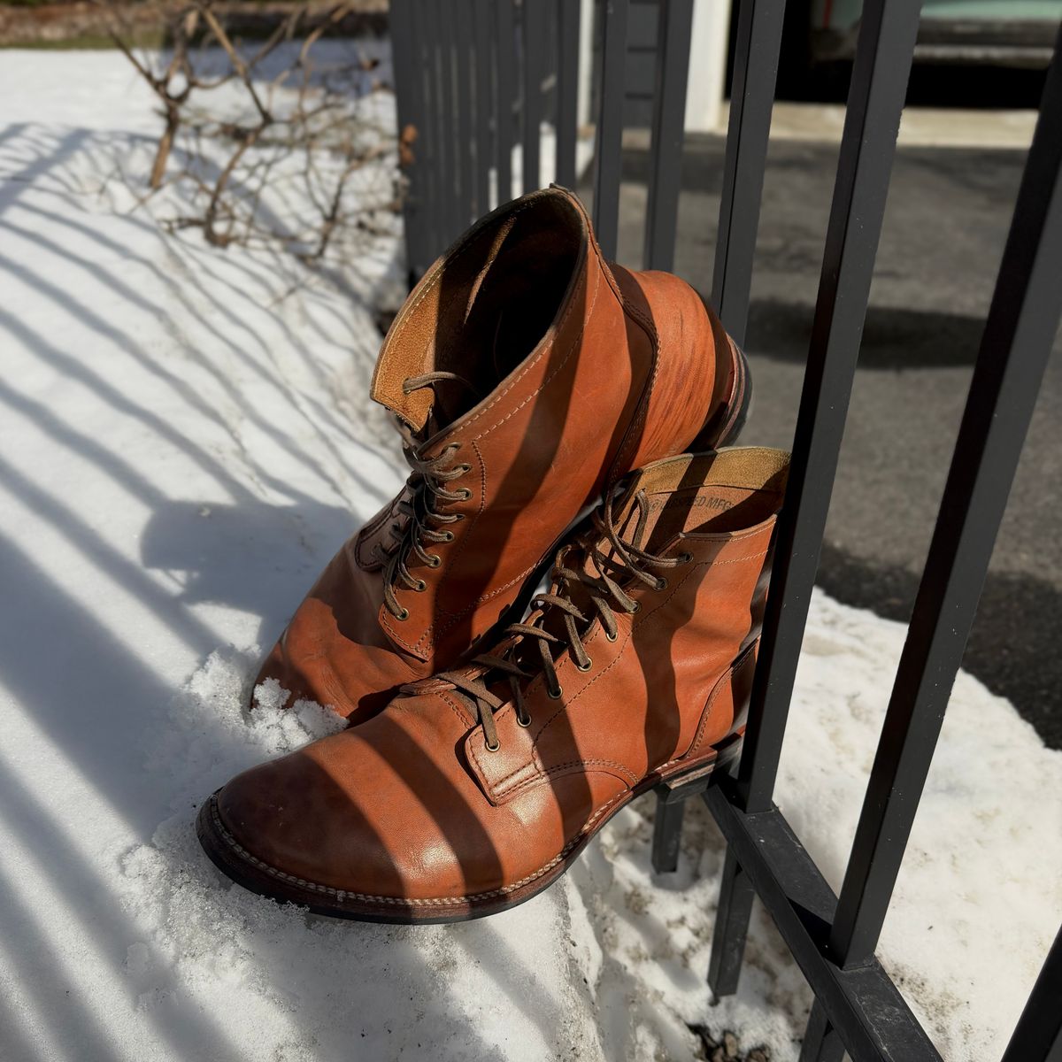 Photo by moznme on March 1, 2026 of the Oldspeed MFG Service Boot 6” in Horween Russet Horsehide Strips.