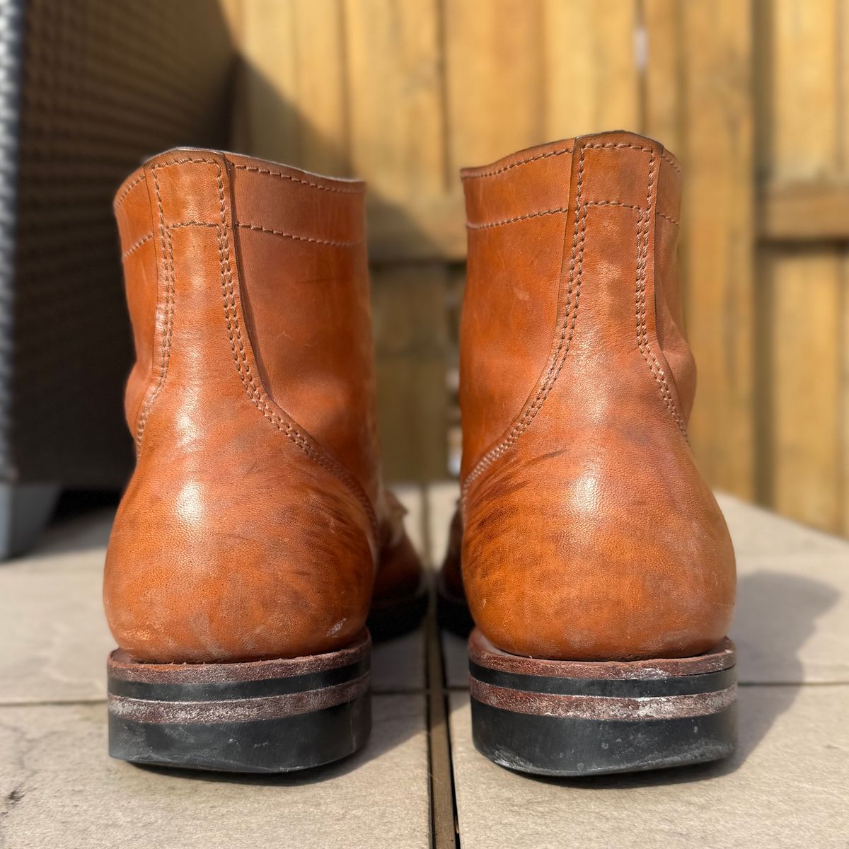 Photo by moznme on March 1, 2026 of the Oldspeed MFG Service Boot 6” in Horween Russet Horsehide Strips.