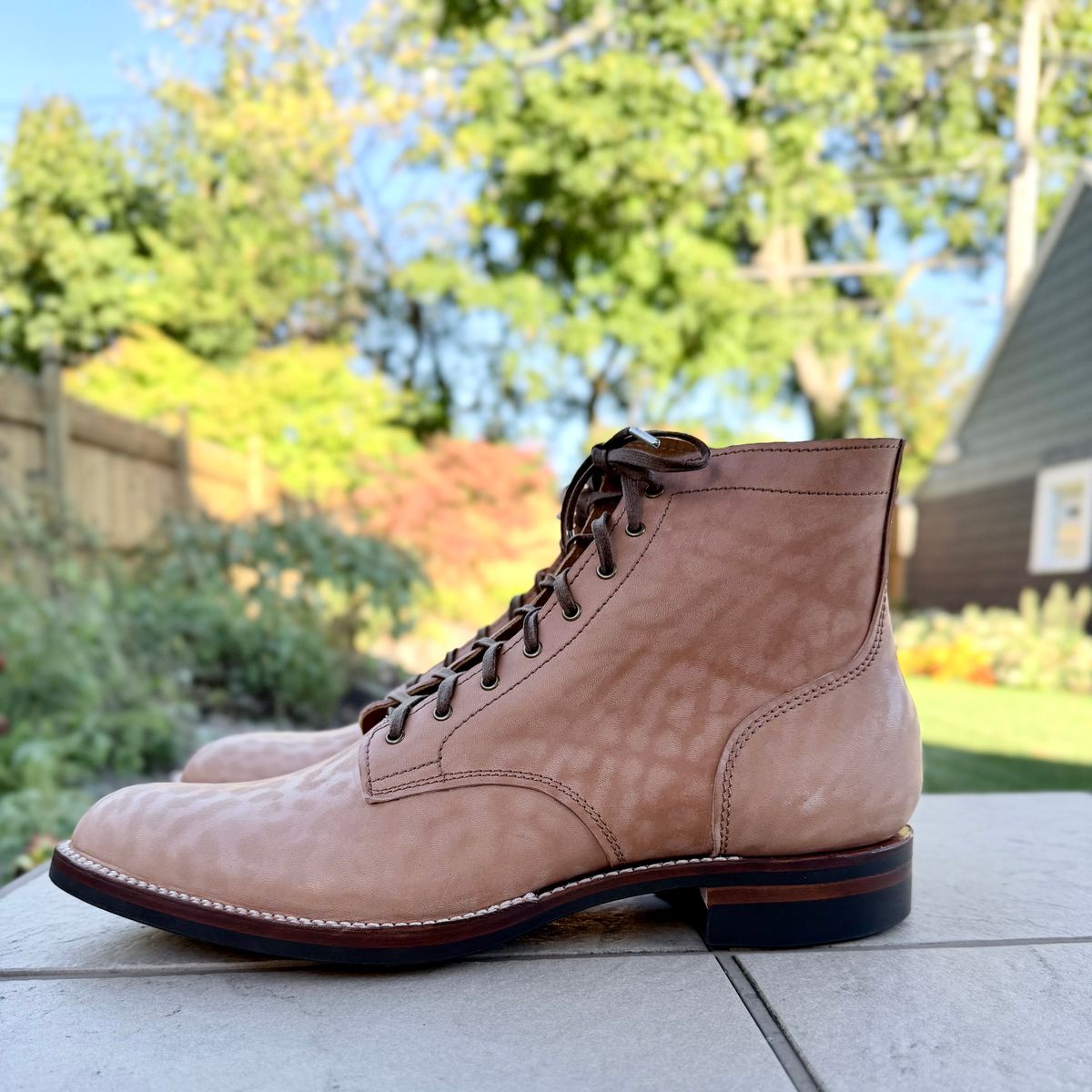 Photo by moznme on October 1, 2025 of the Oldspeed Service Boot 6” in Horween Russet Horsehide Strips.