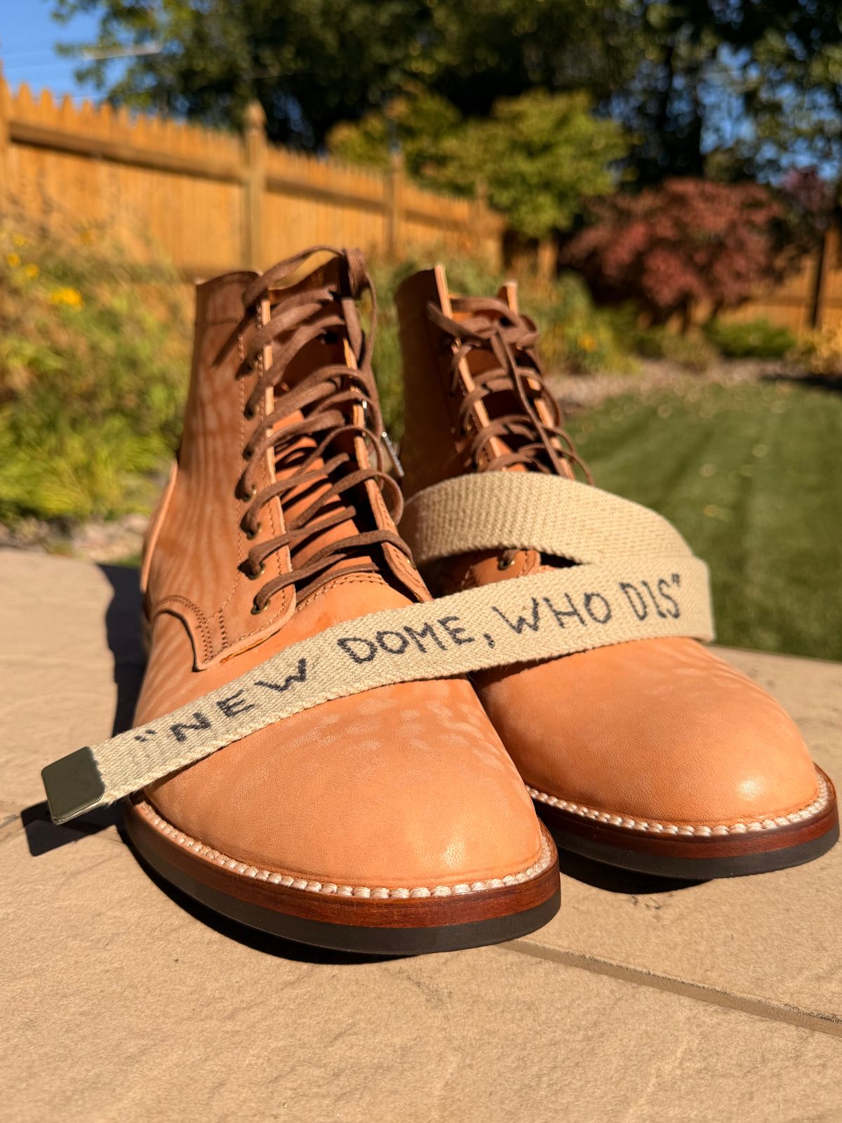 Photo by moznme on October 1, 2025 of the Oldspeed Service Boot 6” in Horween Russet Horsehide Strips.