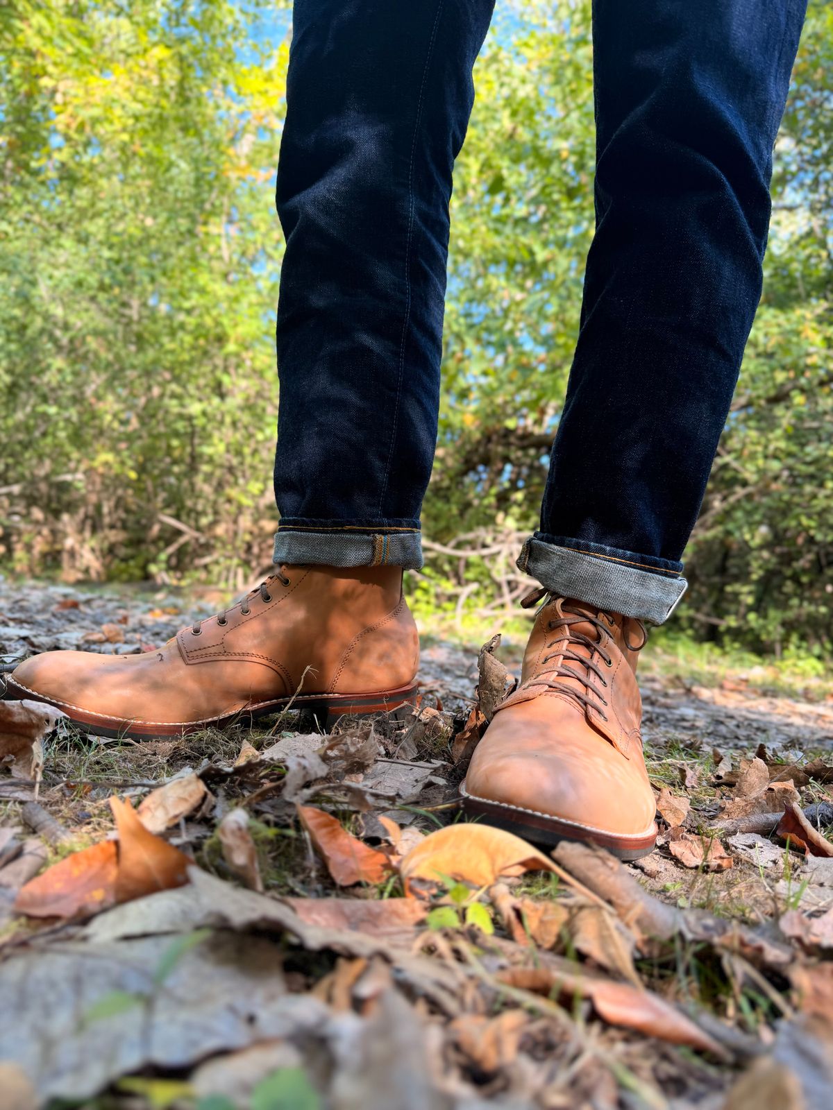 Photo by moznme on October 3, 2025 of the Oldspeed Service Boot 6” in Horween Russet Horsehide Strips.