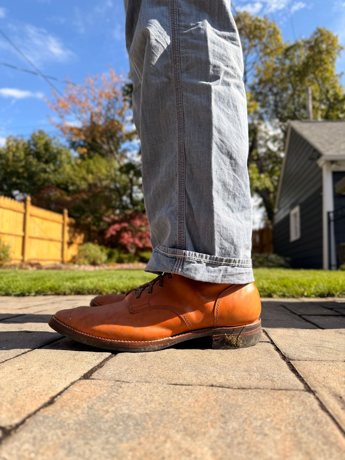 Photo by moznme on October 18, 2025 of the Oldspeed Service Boot 6” in Horween Russet Horsehide Strips.