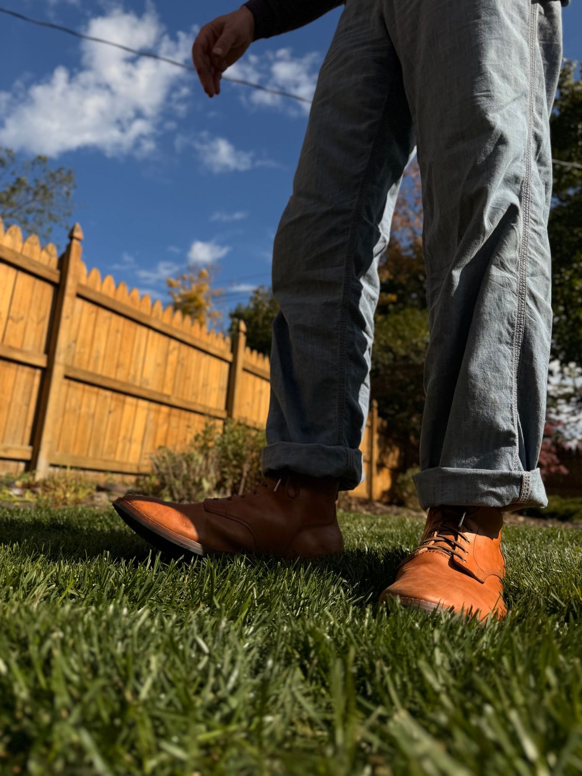 Photo by moznme on October 18, 2025 of the Oldspeed Service Boot 6” in Horween Russet Horsehide Strips.