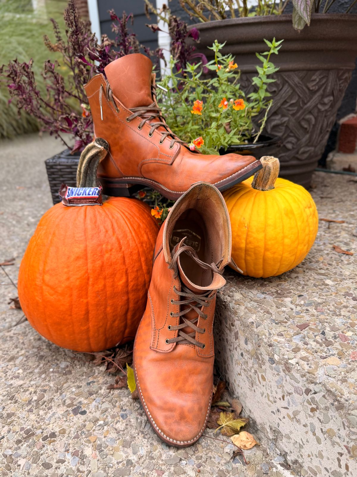 Photo by moznme on November 1, 2025 of the Oldspeed Service Boot 6” in Horween Russet Horsehide Strips.