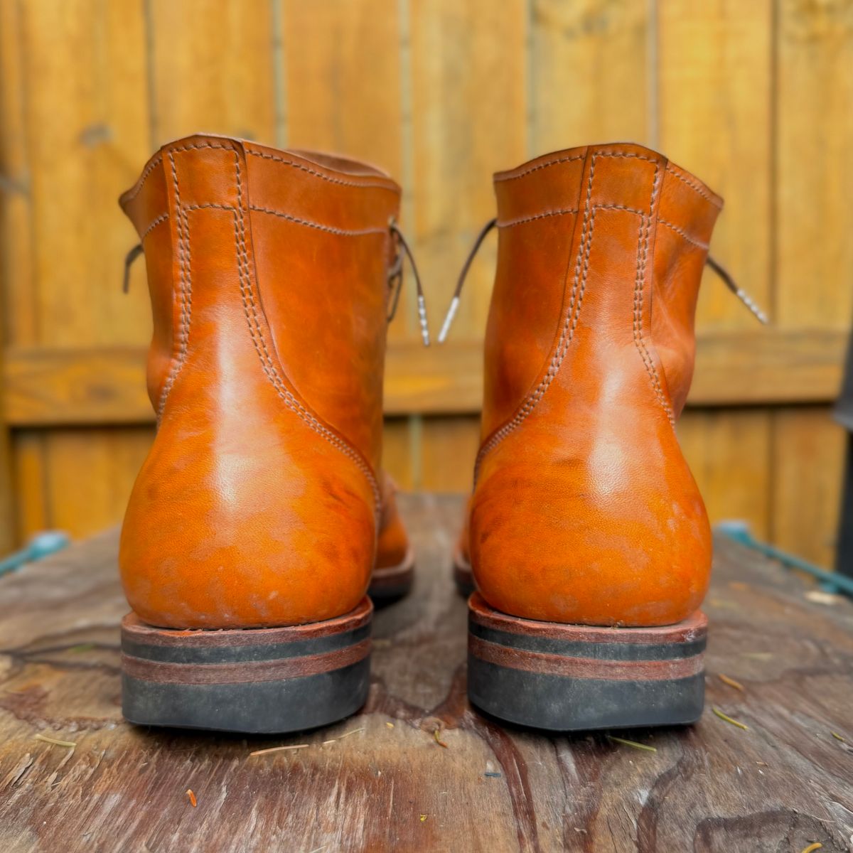 Photo by moznme on November 1, 2025 of the Oldspeed Service Boot 6” in Horween Russet Horsehide Strips.