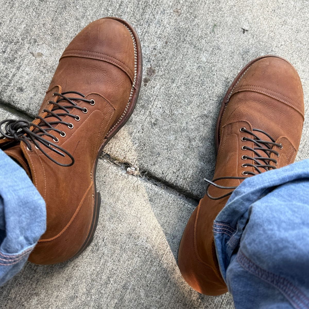 Photo by moznme on October 5, 2024 of the Viberg Service Boot PCT in Viberg / C.F. Stead Nutmeg Waxed Kudu.