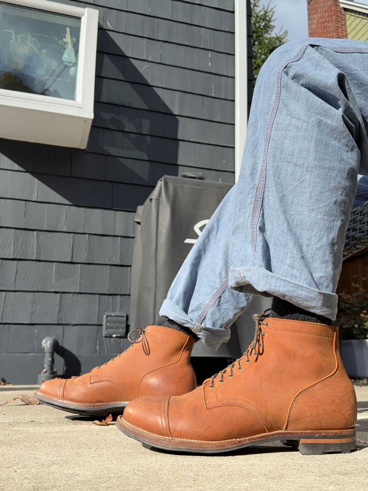 Photo by moznme on October 26, 2024 of the Viberg Service Boot PCT in Viberg / C.F. Stead Nutmeg Waxed Kudu.