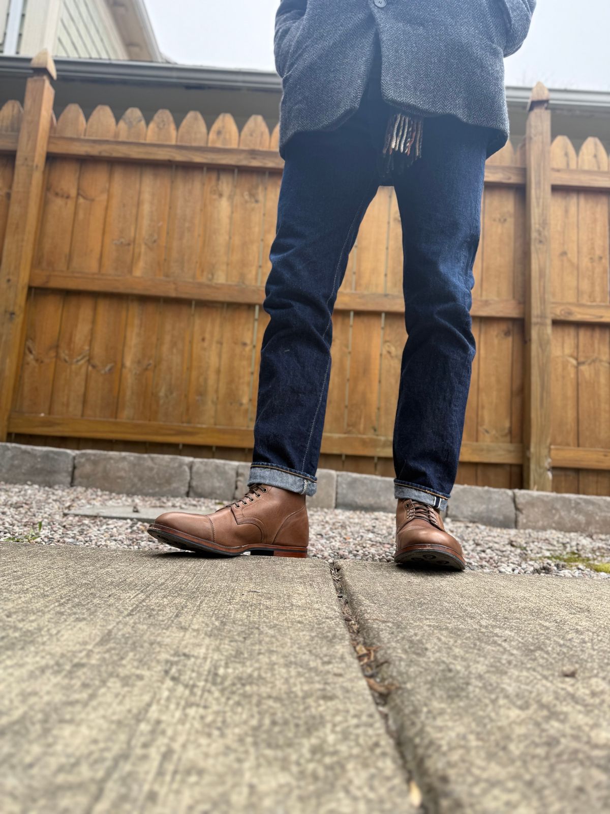 Photo by moznme on April 10, 2025 of the Viberg Service Boot PCT in Horween Natural Chromexcel.