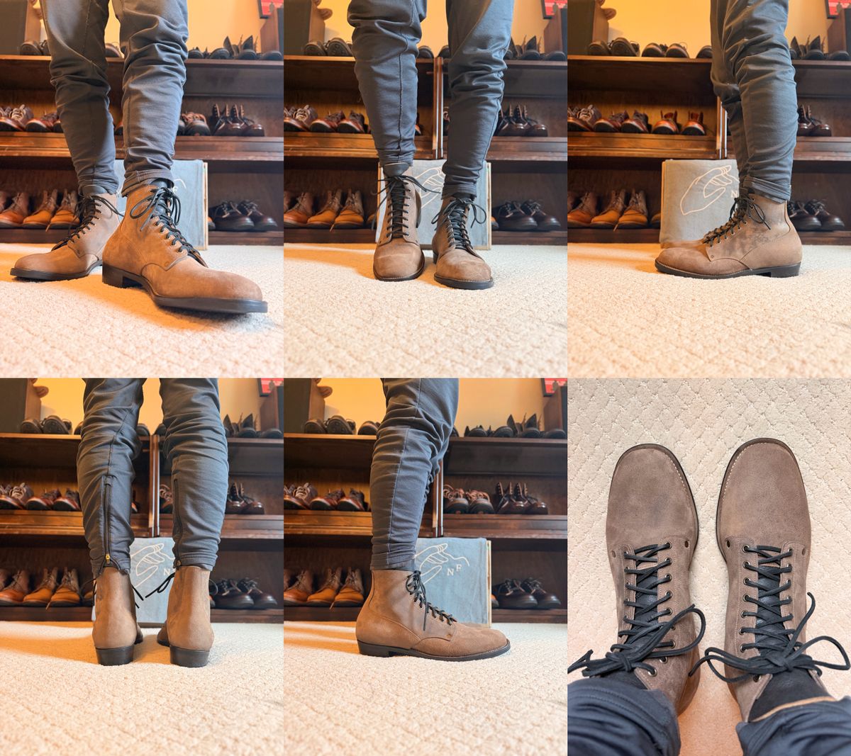 Photo by moznme on January 10, 2026 of the NF Bootmaker Fritz Boot in Maryam 1071 Vachetta Reverse.